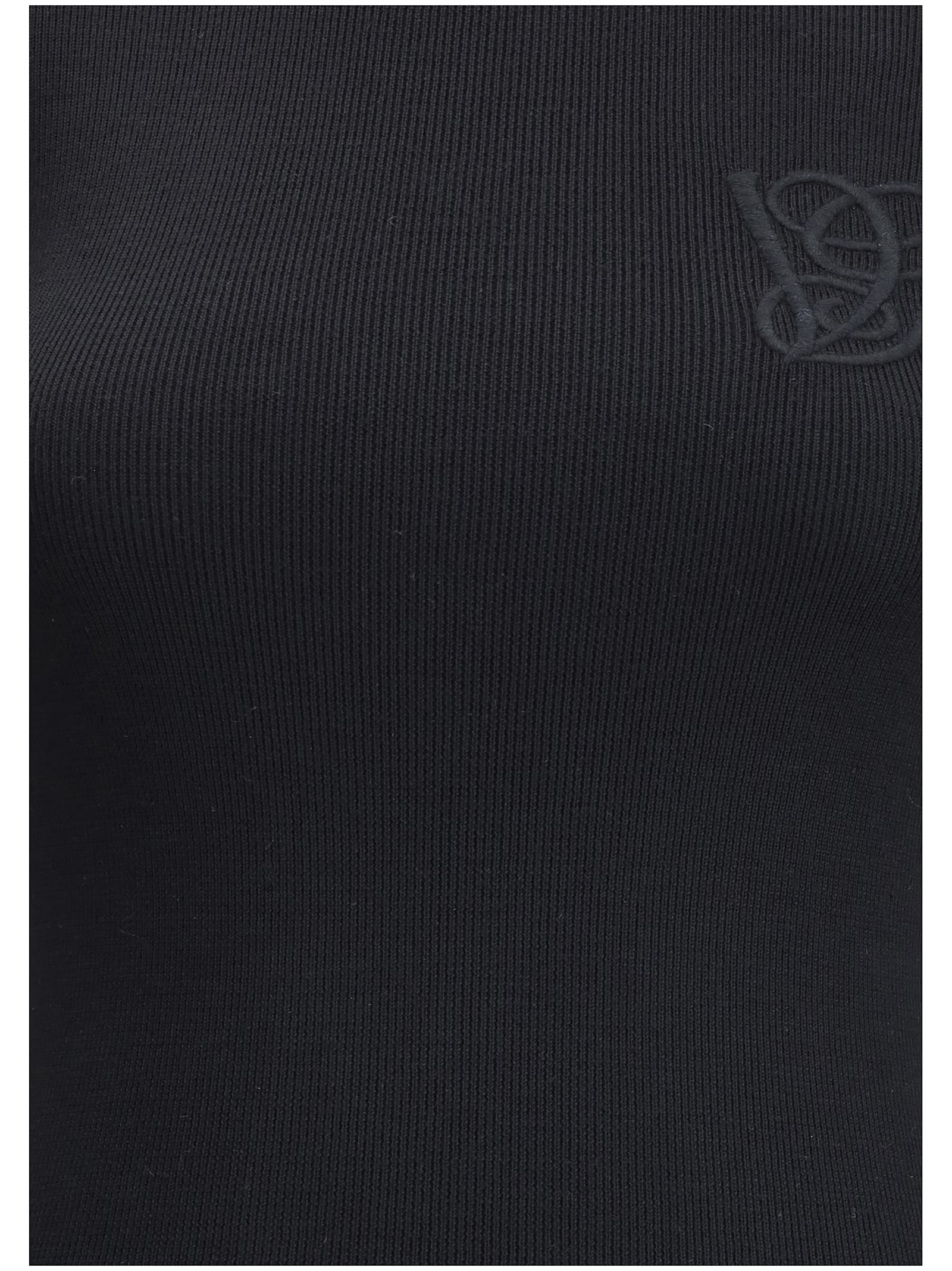 Valentino Wool Sweater With Ruffled Collar In Black