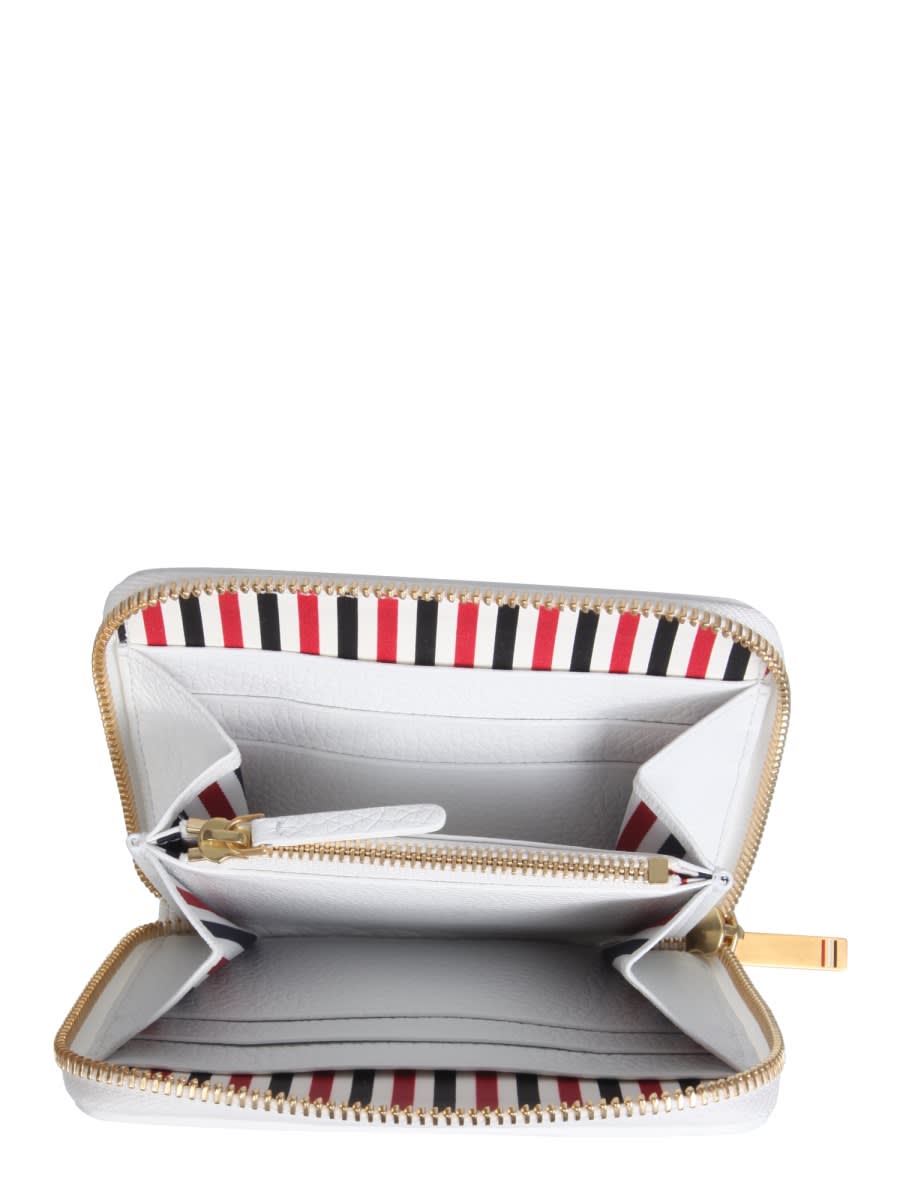 Thom Browne Zipped Compact Wallet In White
