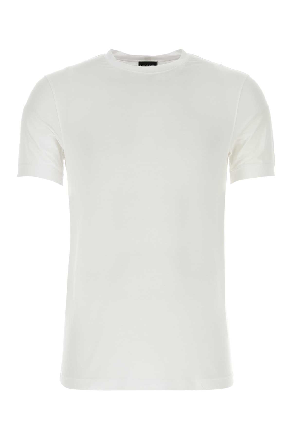 Shop Giorgio Armani White Stretch Viscose T-shirt In Biancoottico