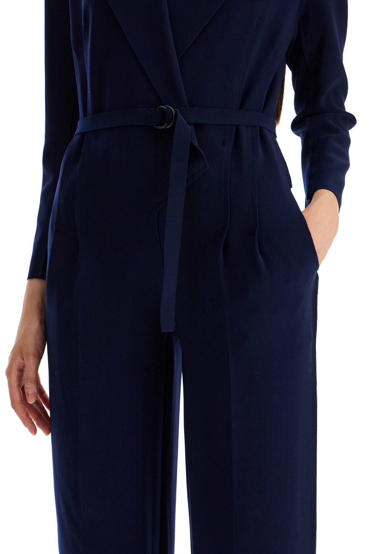 Shop Norma Kamali Double-breasted Straight Leg Jumpsuit In True Navy (blue)