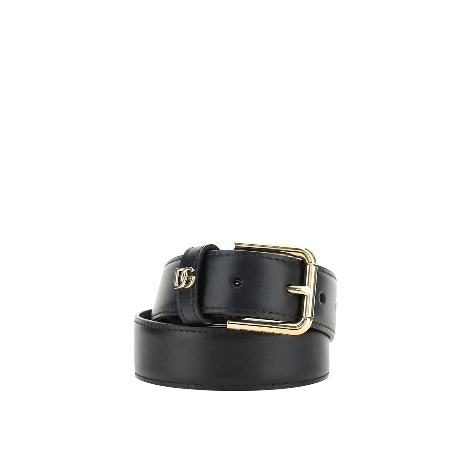 Dolce & Gabbana Leather Logo Belt In Black