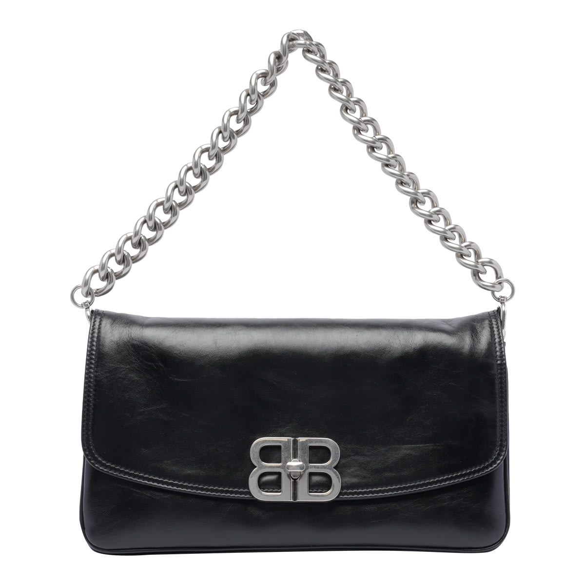 Shop Balenciaga Bb Soft Shoulder Bag In Black