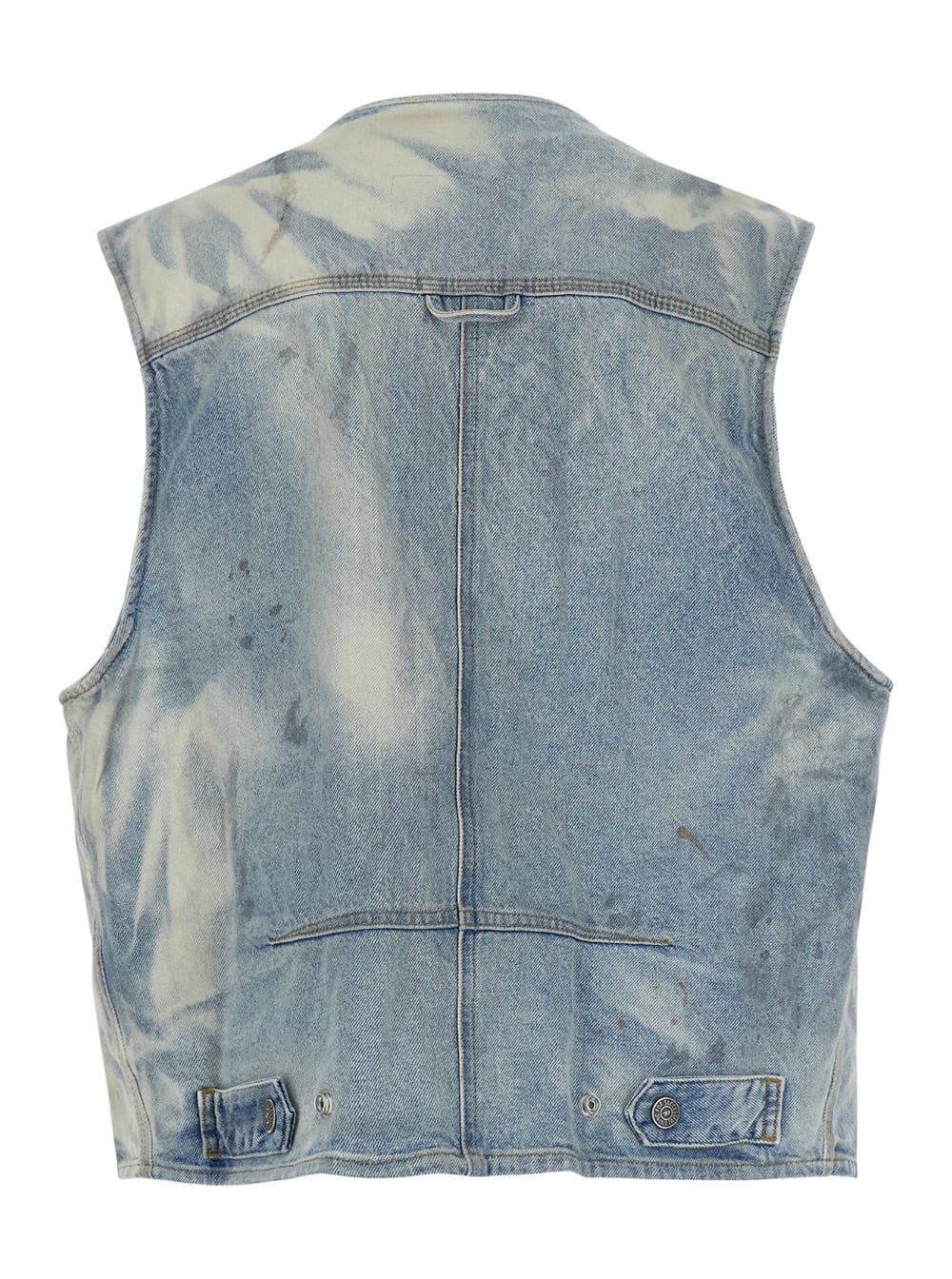 Shop Diesel D-samp-s Light Blue Sleeveless Jacket In Cotton Man In Black