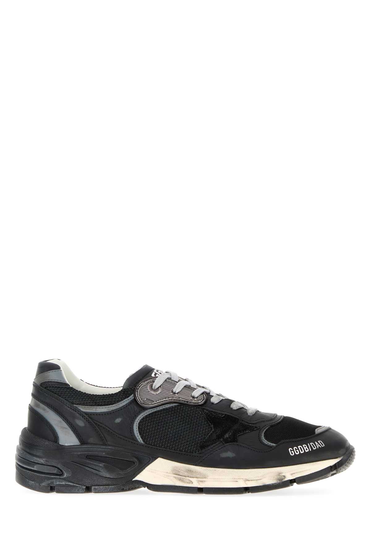 Black Leather And Mesh Running Dad Sneakers