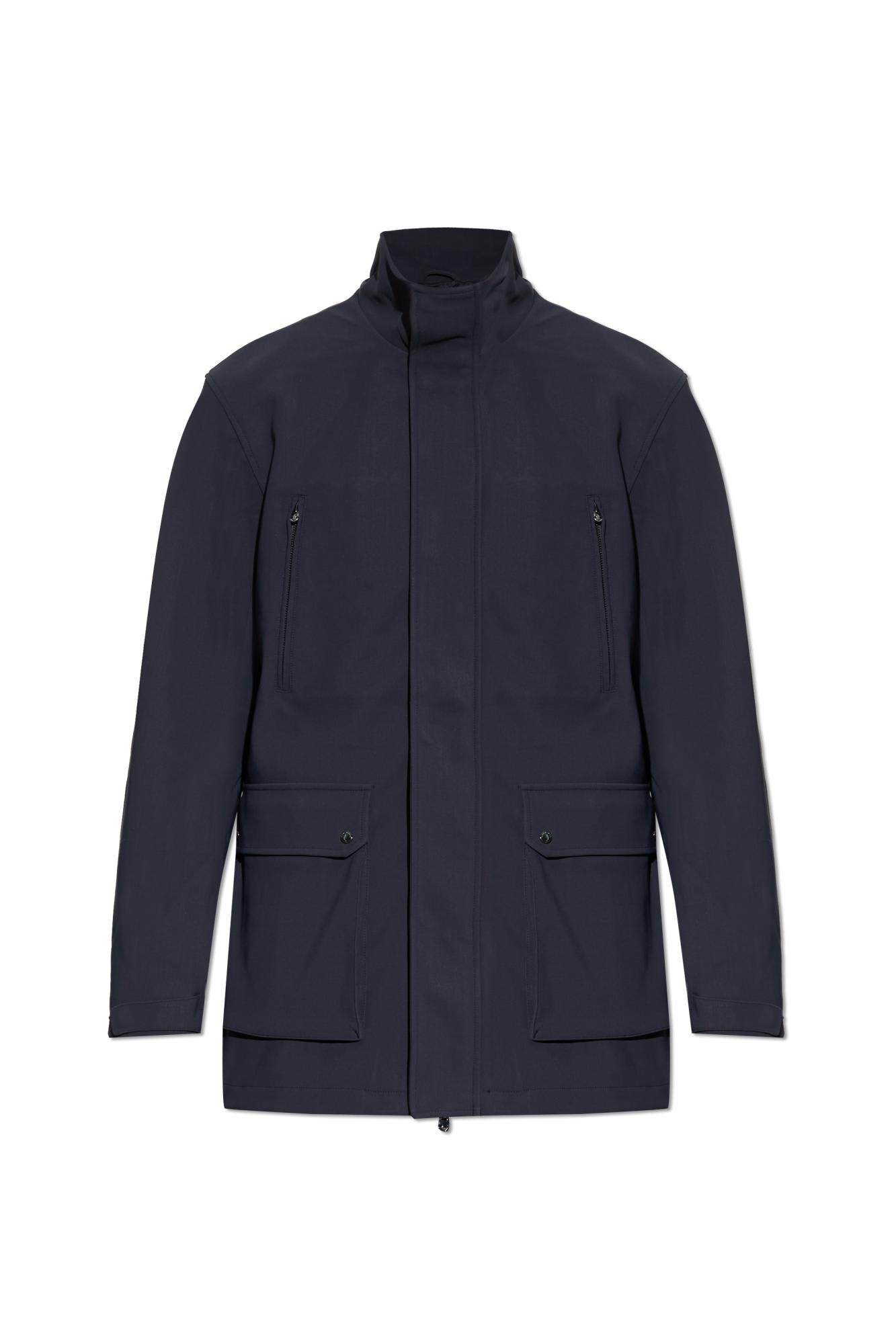 Shop Emporio Armani Jacket With Stand-up Collar In Blue