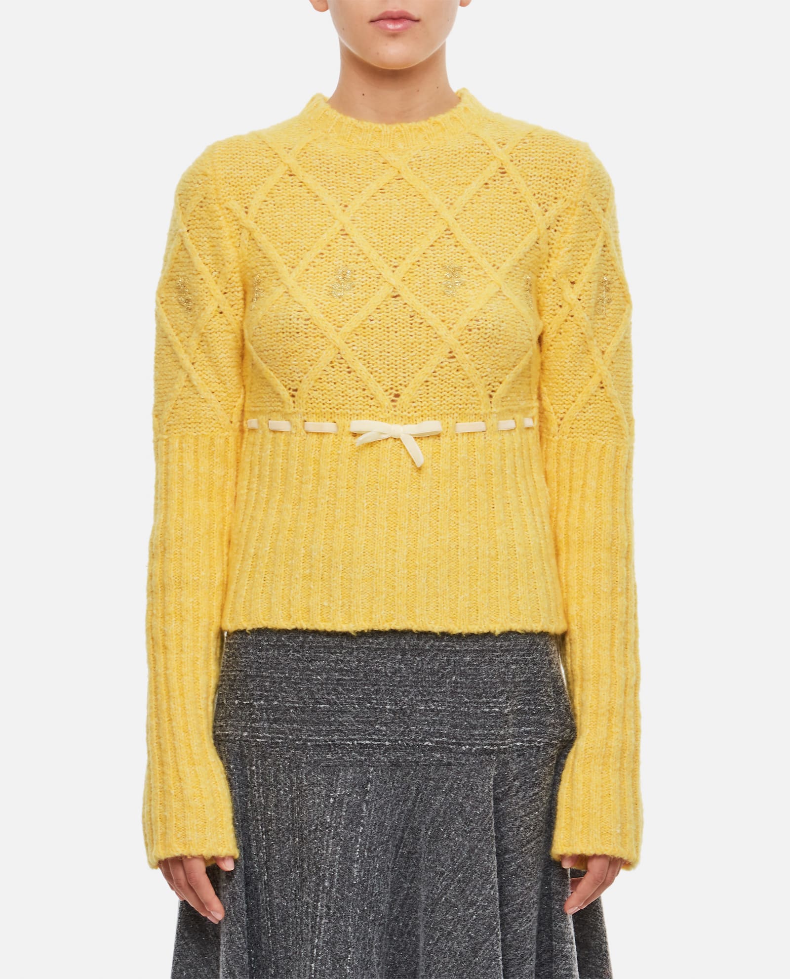 Cormio Oma 5 Embroidered Wool Blend Sweater In Yellow