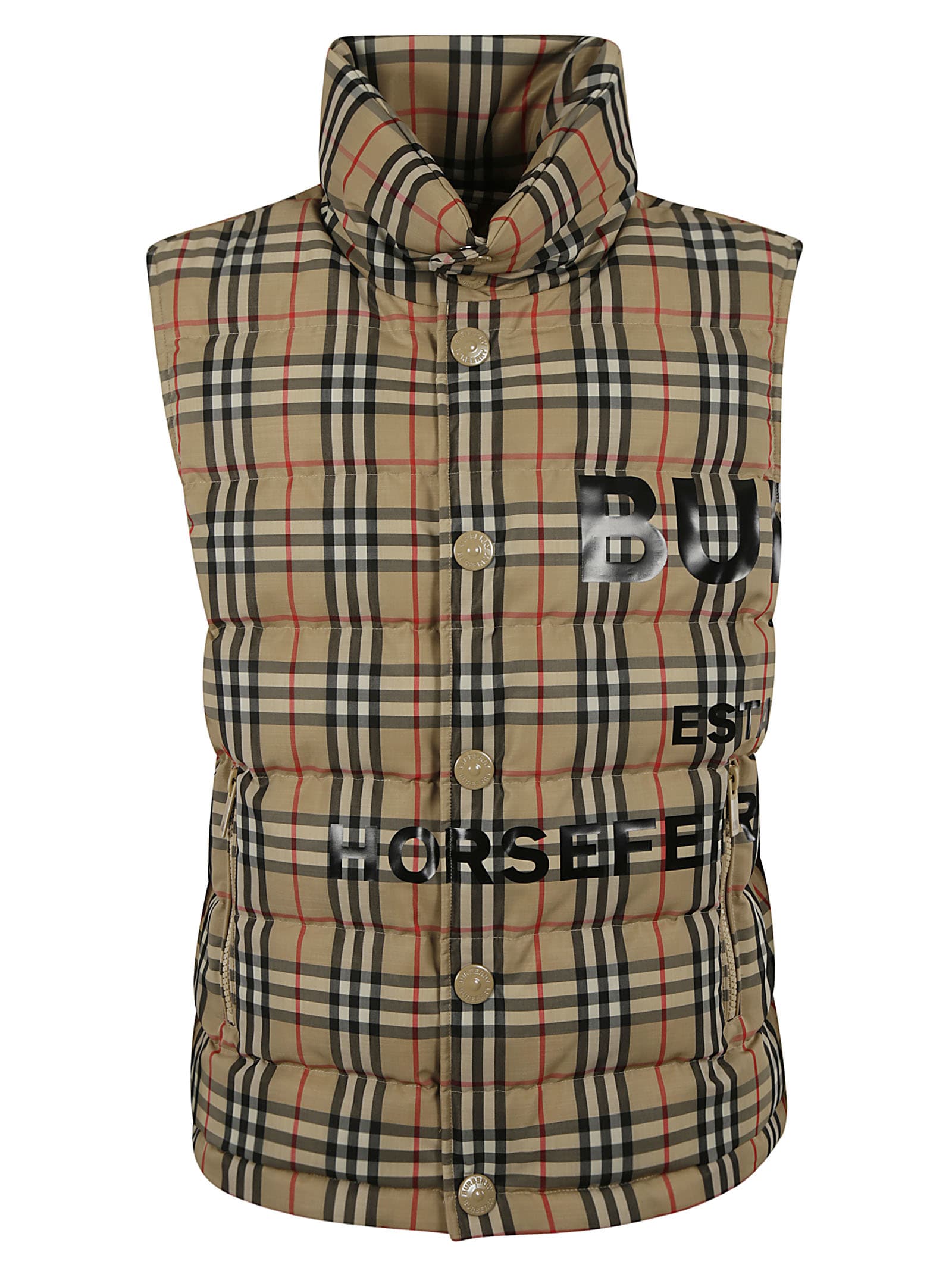 Burberry Checked Buttoned Vest In Archive Beige