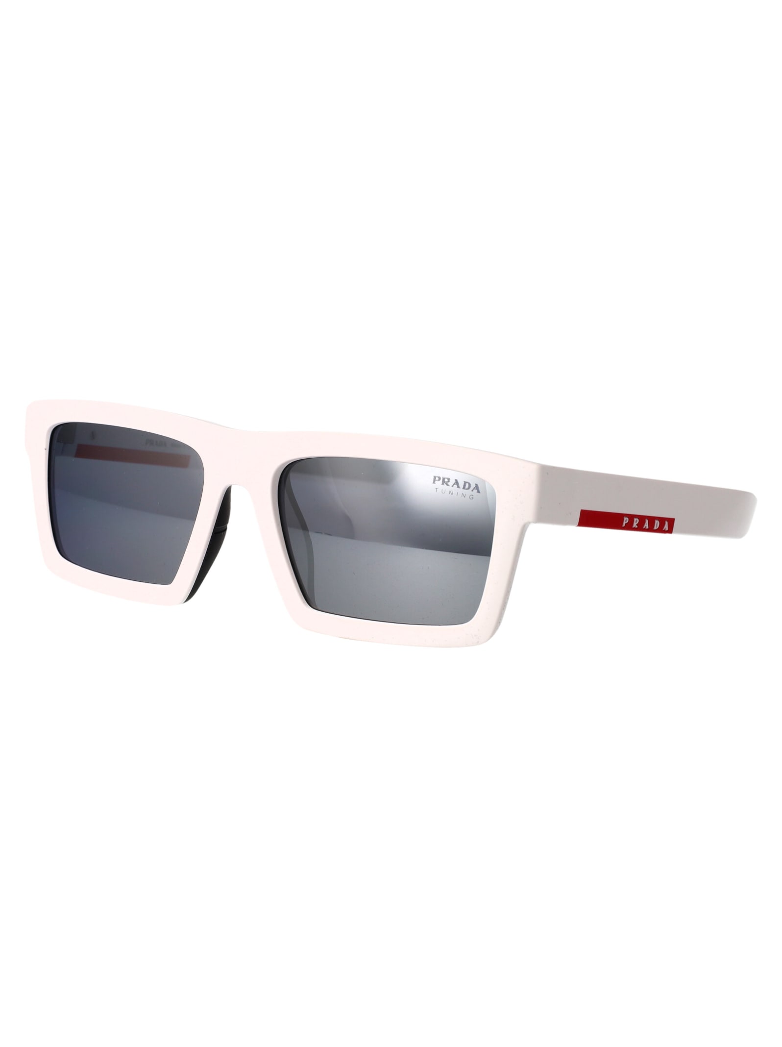 Shop Prada 0ps 02zsu Sunglasses In 17s40a Matte White/black Rubber