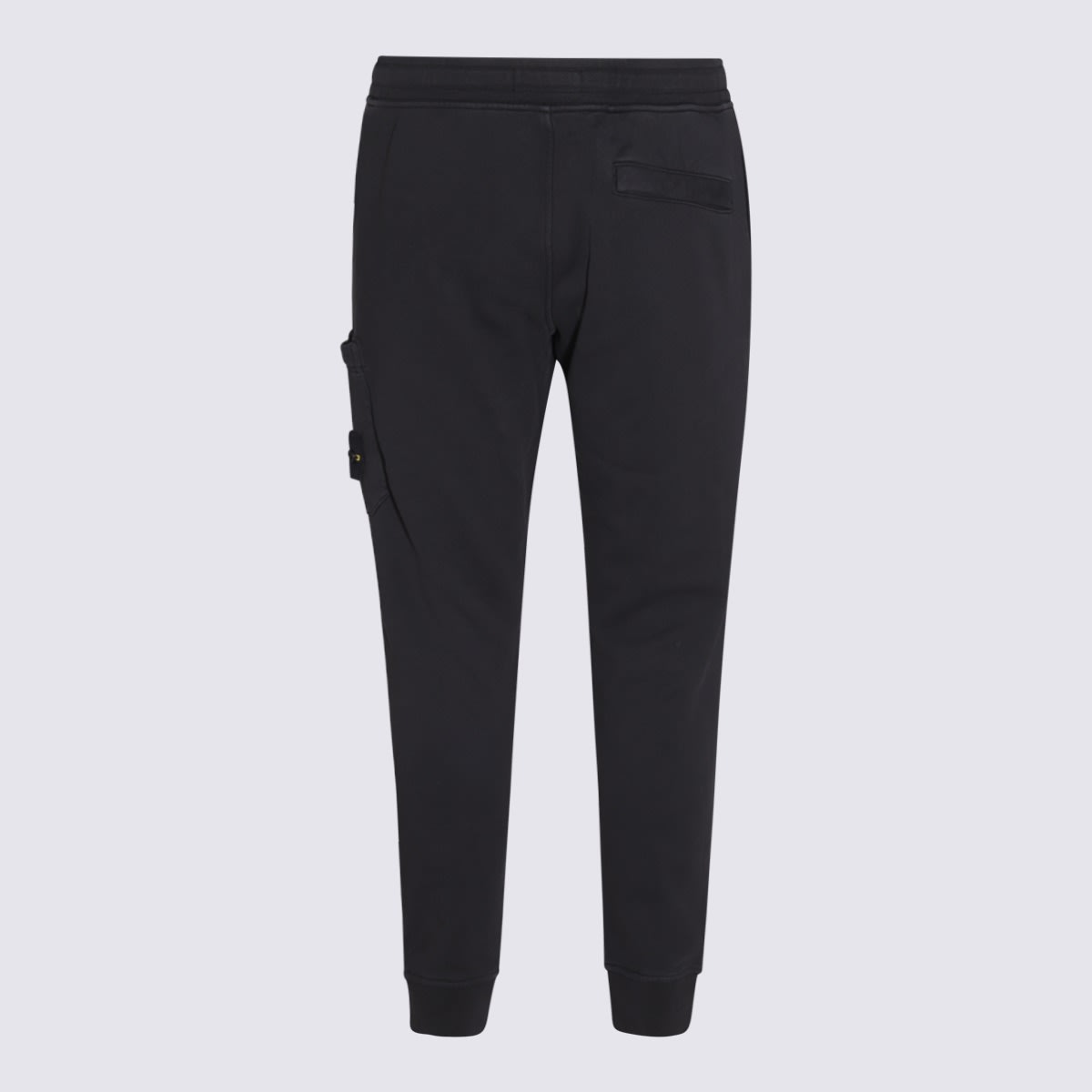 Stone Island Brushed Cotton Joggers With Adjustable Drawstring And Side Logo Badge In Black