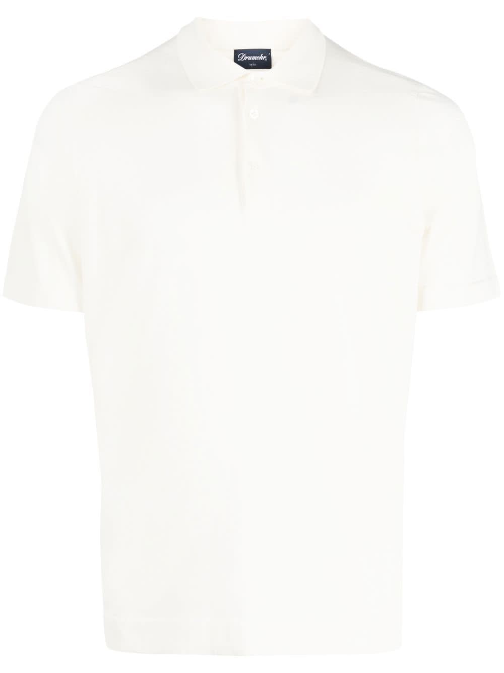 Shop Drumohr Short Sleeves Polo With Buttons In Cream