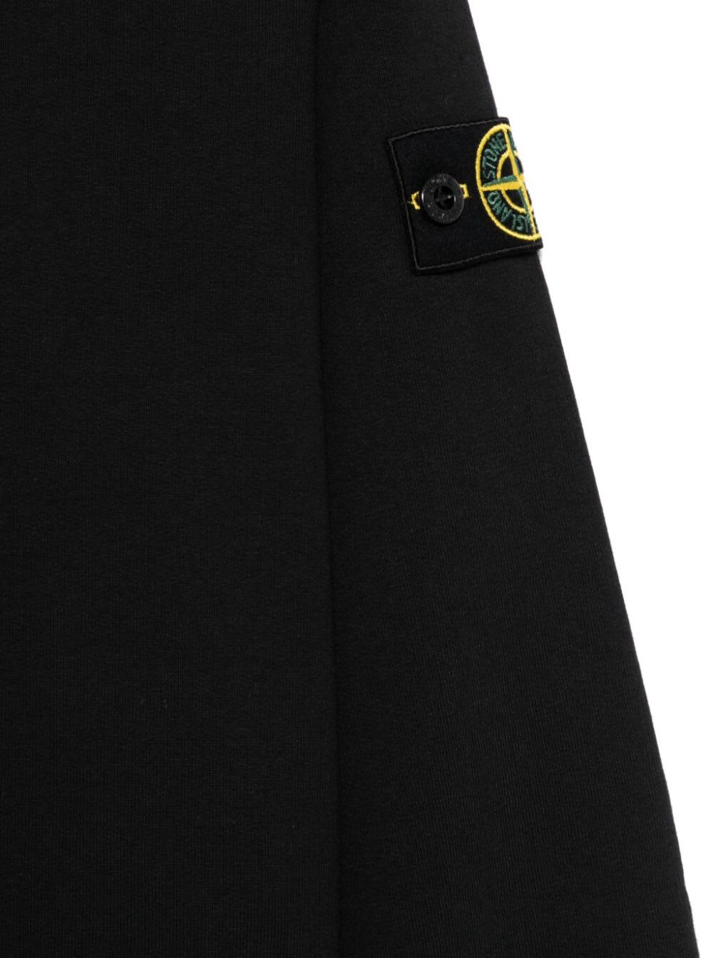 Stone Island Black Crewneck Sweatshirt With Logo Patch On The Sleeve In Cotton Boy In Black