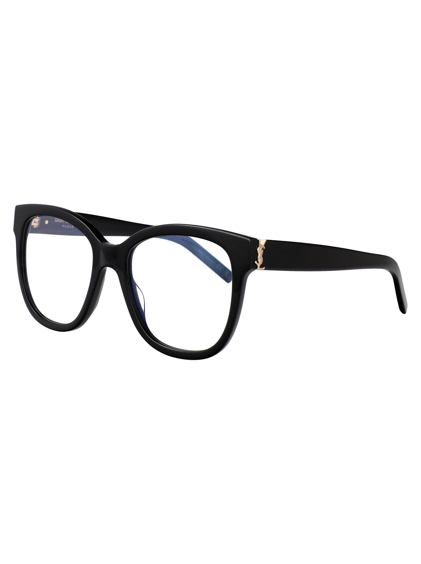 Saint Laurent Black Black Transparent Acetate Glasses In Black