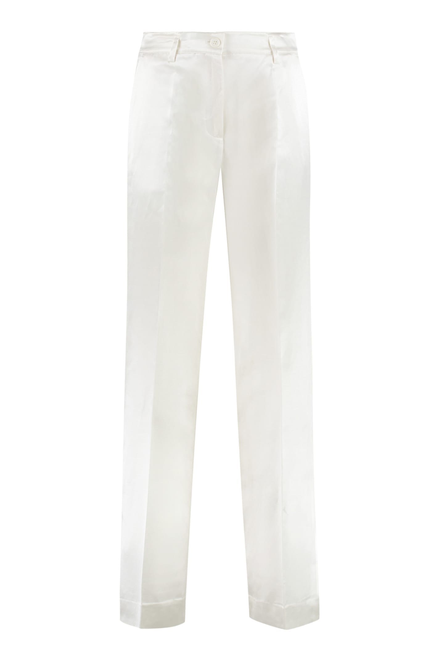 Shop P.a.r.o.s.h Viscose And Silk Trousers In Ivory