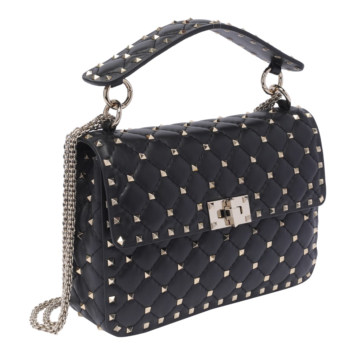 Valentino Medium Rosktud Spike Shoulder Bag