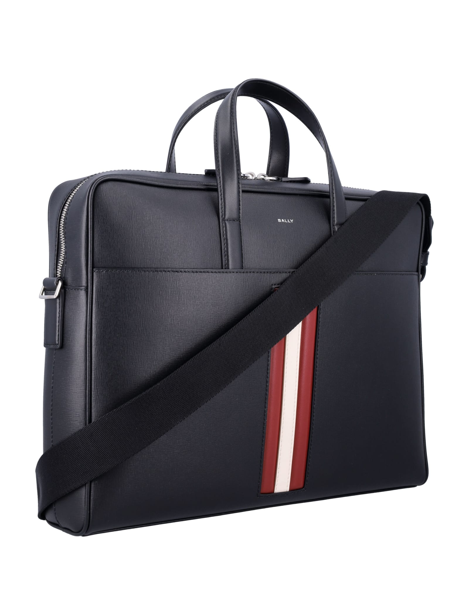 Shop Bally Mythos Brief Case In Black+red/bone+pall