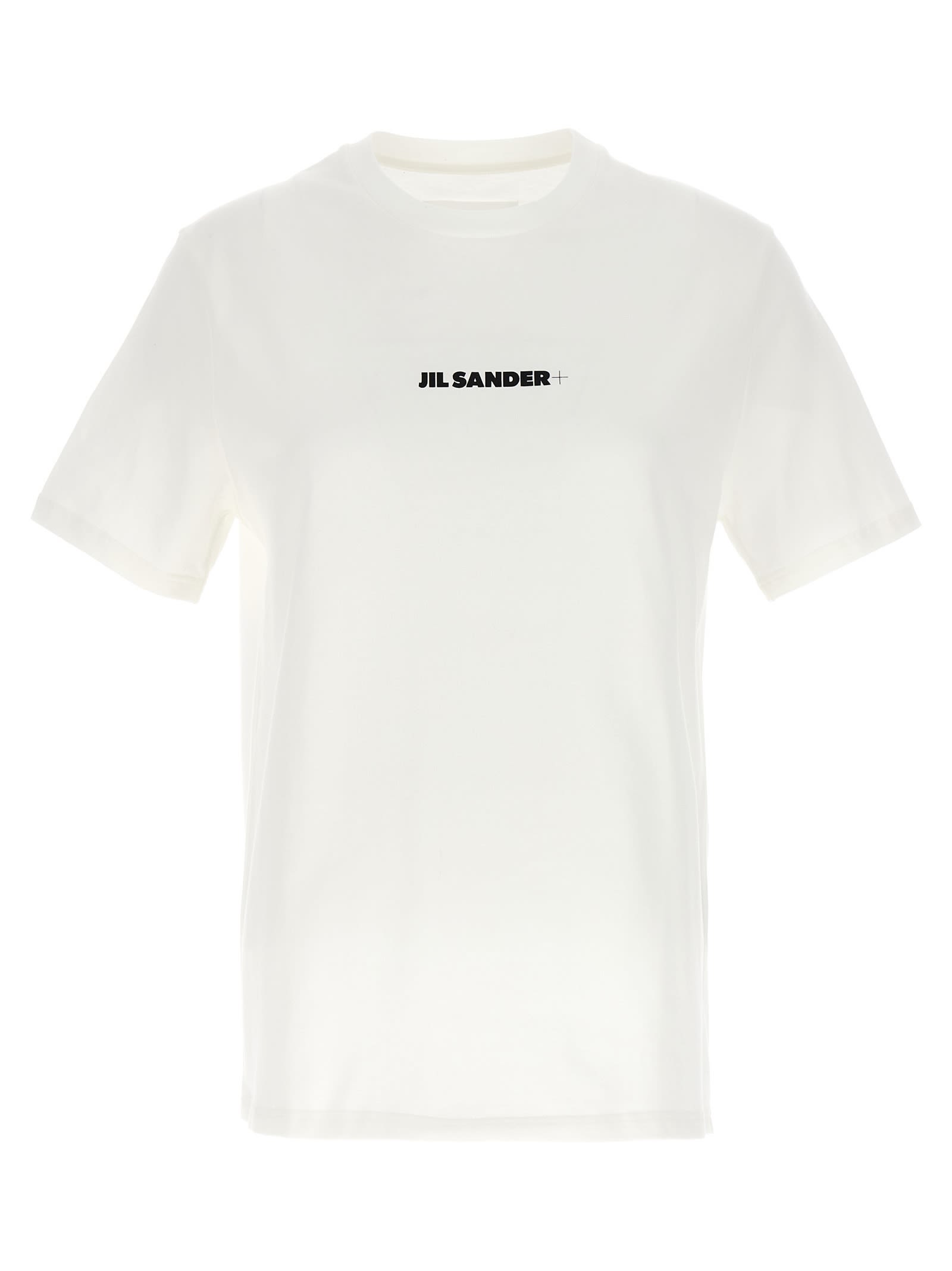 Jil Sander Cotton T-shirt With Front Printed Logo In White