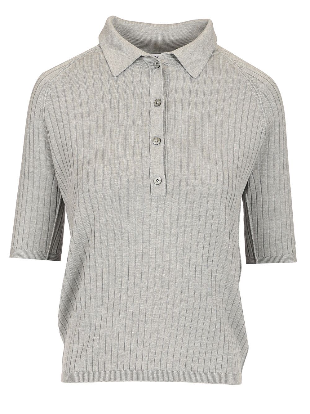 Acne Studios Ribbed Silk Polo Shirt In Grey
