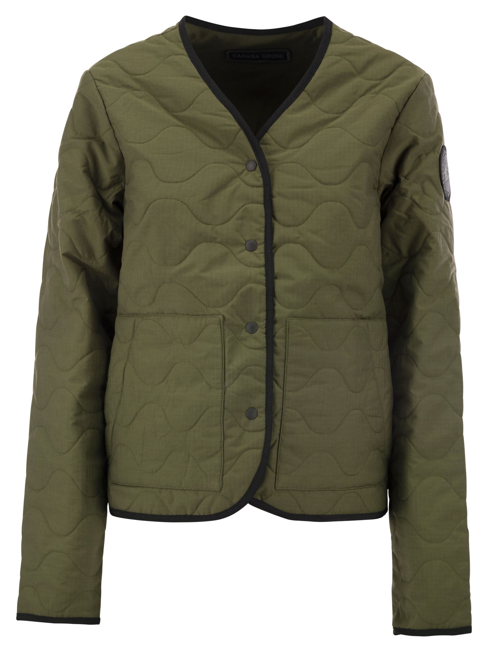 Shop Canada Goose Annex Liner - Reversible Jacket With Black Badge In Green