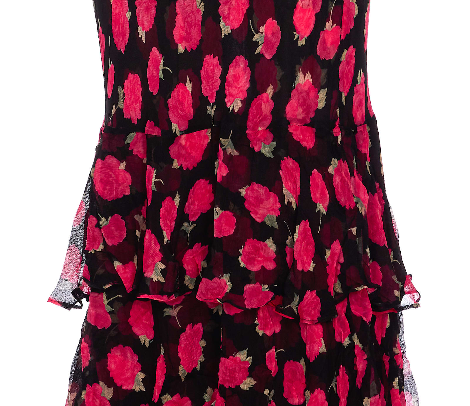 Rixo London Knee Length Vintage Rose Dress With Floral Print In Black