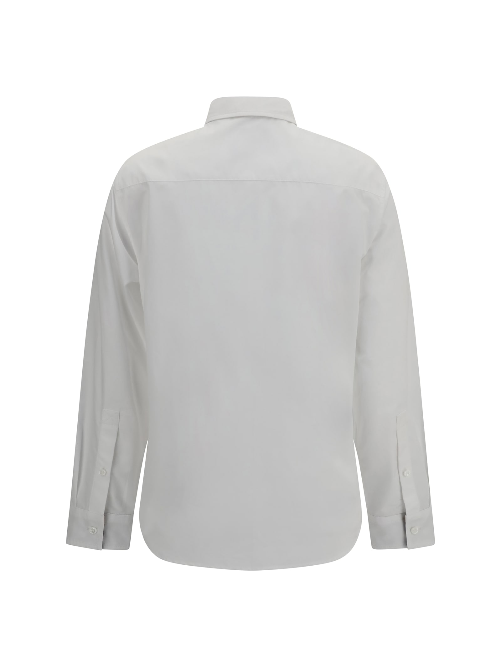 Burberry Cotton Poplin Shirt With Check Pattern Detail In White