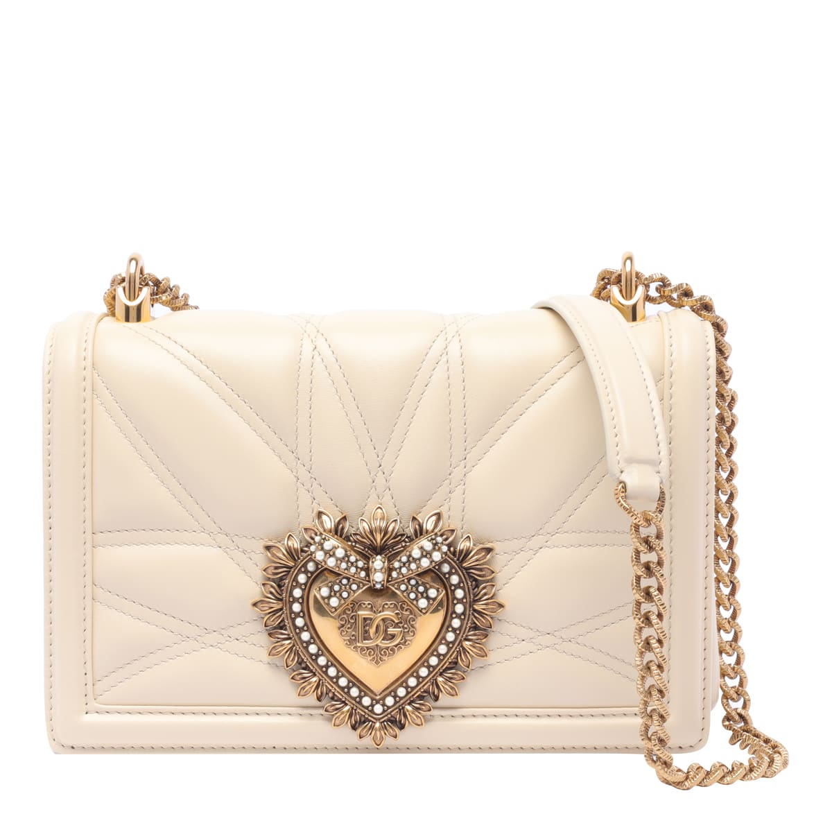 Dolce & Gabbana Medium Devotion Shoulder Bag In White