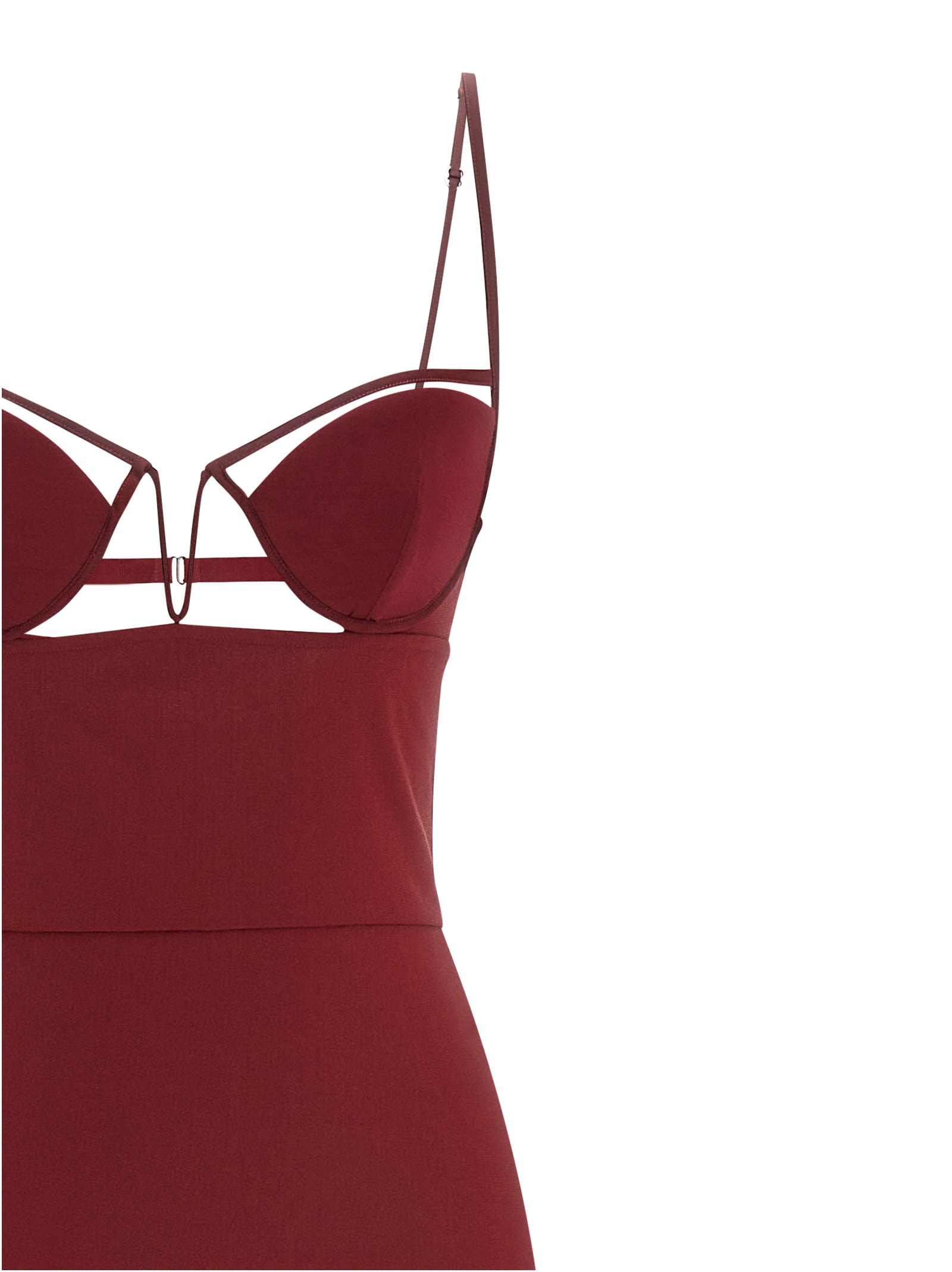 Nensi Dojaka Womens Burgundy V-wire Bra Woven Maxi Dress In Burgundy