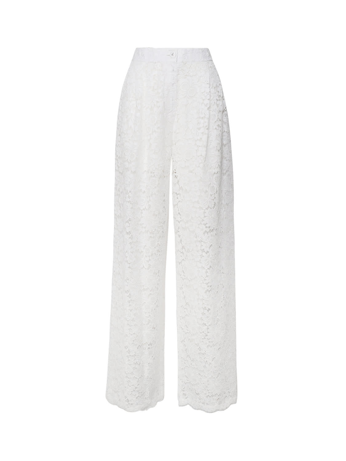 Shop Dolce & Gabbana Lace Trousers In White