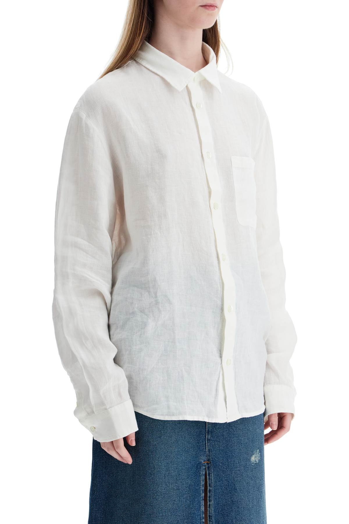 A. P.C. Camicia Unisex In Lino Bianco Sporco Eleganza Minimalista