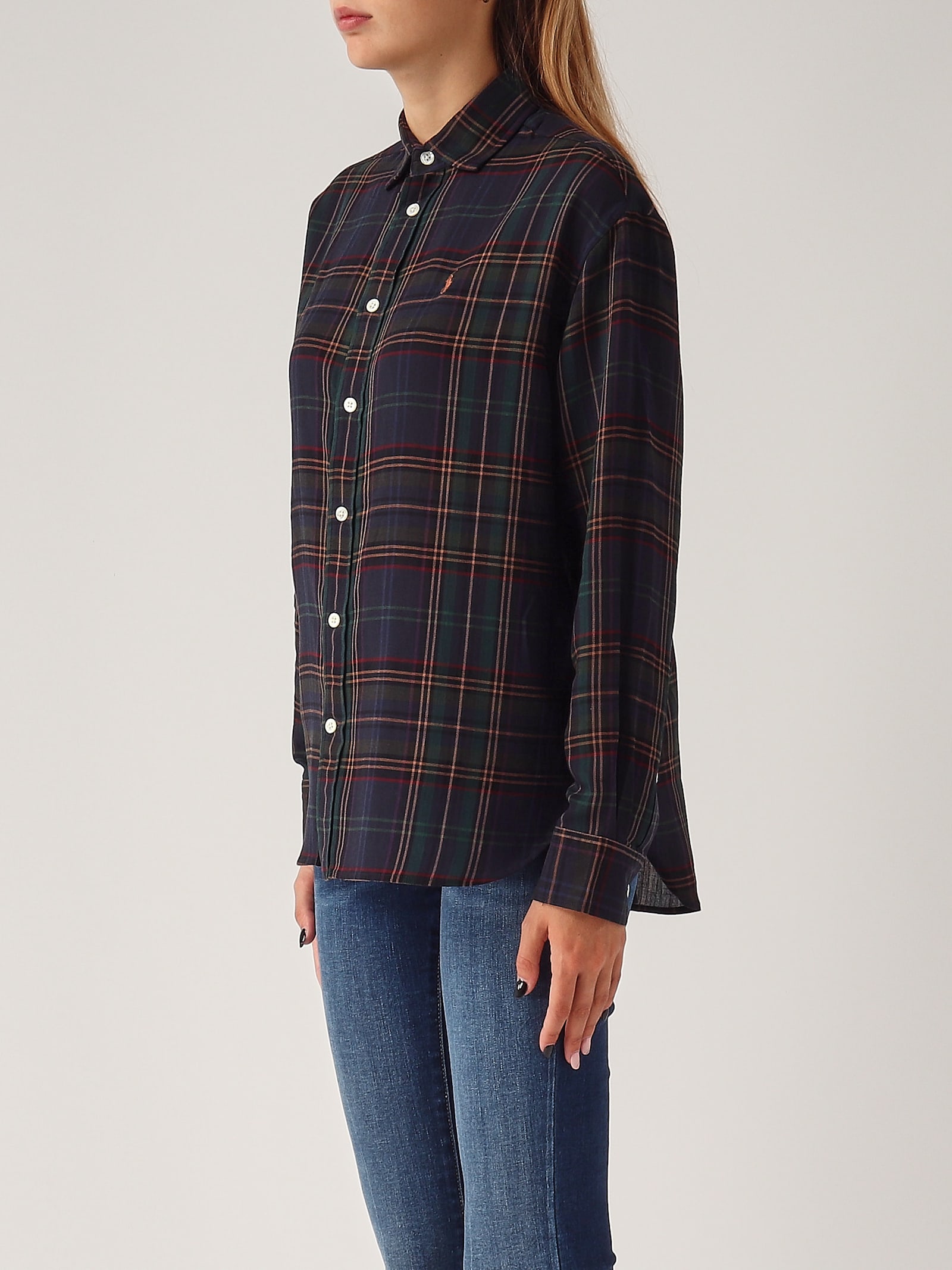 Shop Polo Ralph Lauren Cotton Shirt In Tartan Verde Scuro