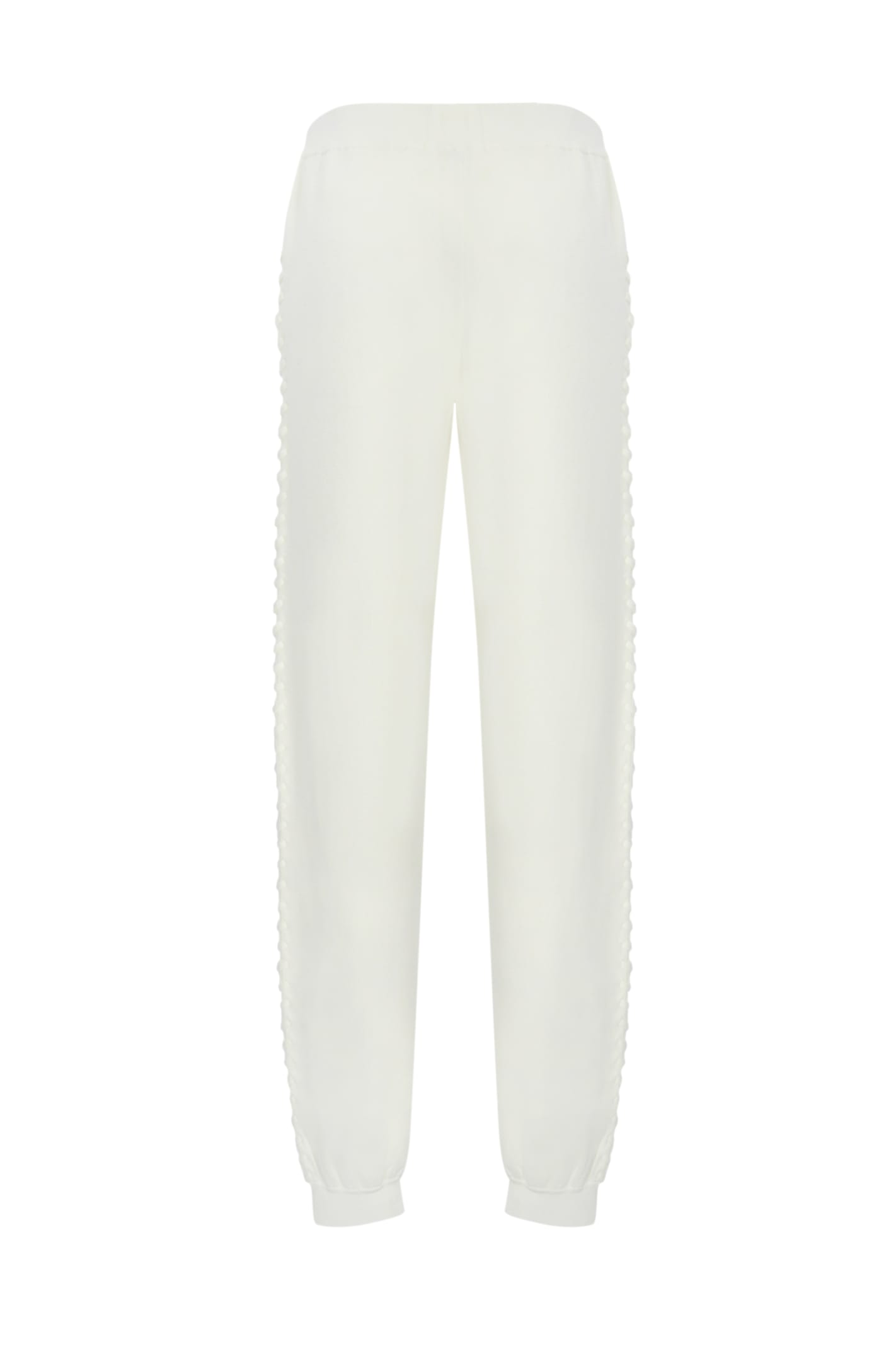 Shop Patrizia Pepe Fleece Trousers With Braiding In Bianco