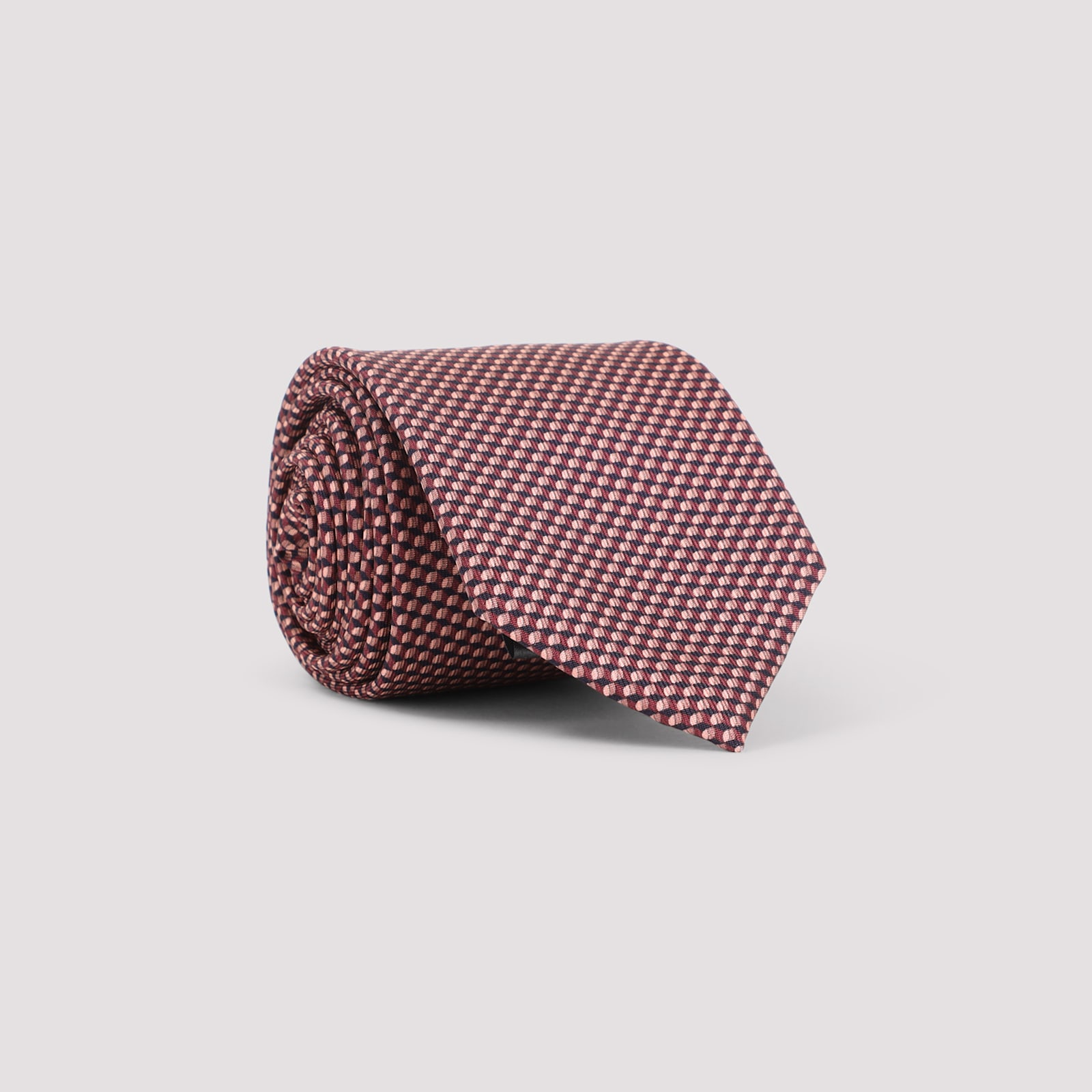 Brioni Check Pattern Silk Tie With Refined Texture In Pink
