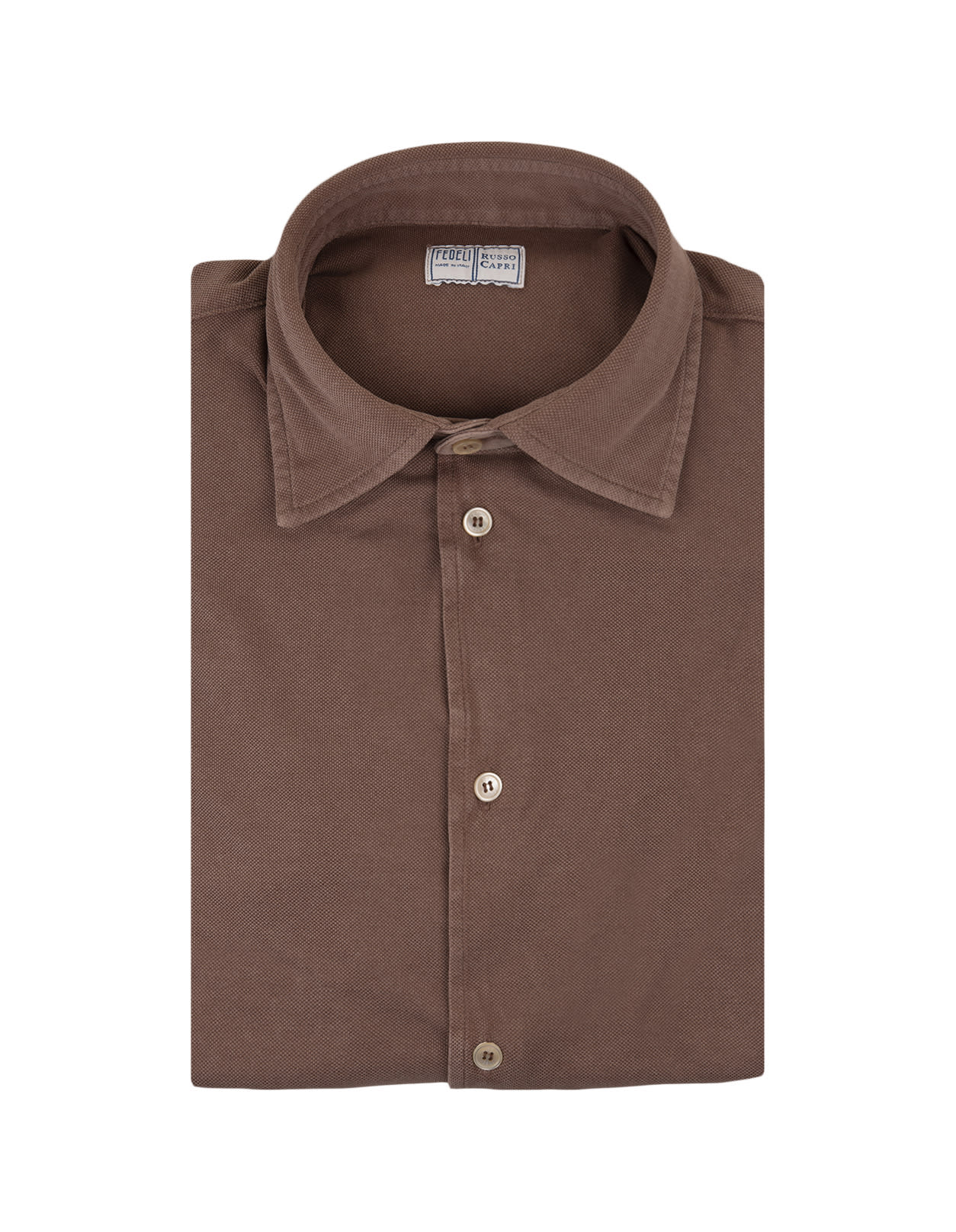 Shop Fedeli Brown Classic Shirt In Light Piquet