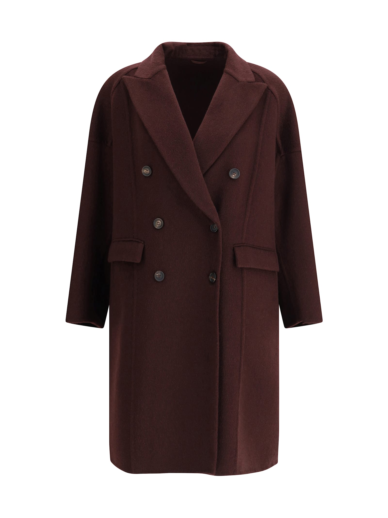 Brunello Cucinelli Double-breasted Coat With Peaked Lapels And Button Detailing
