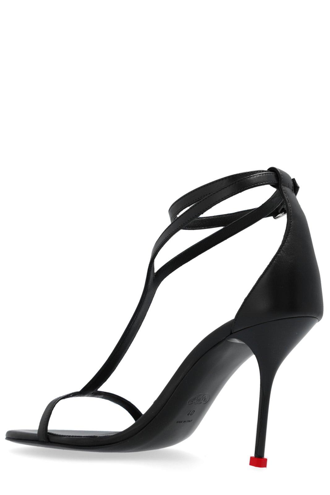 Shop Alexander Mcqueen Harness Ankle Strap Sandals In Black