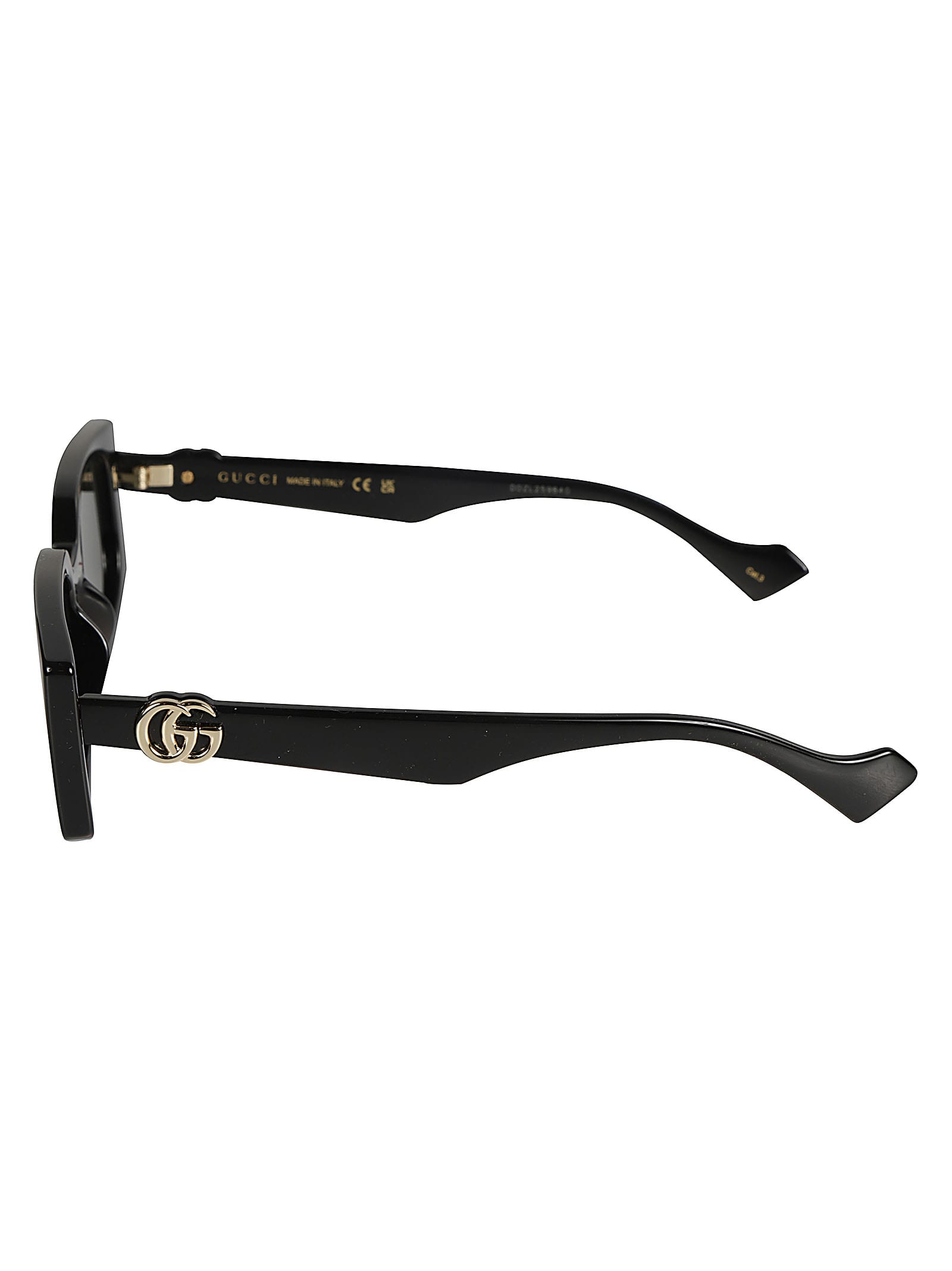 Shop Gucci Gg Plaque Sunglasses In Black/grey