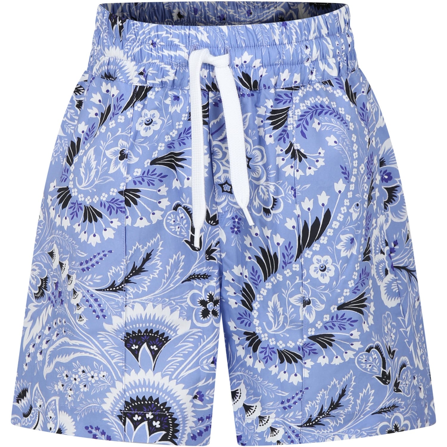Shop Etro Sky Blue Casual Shorts For Boy With Paisley Pattern In Av