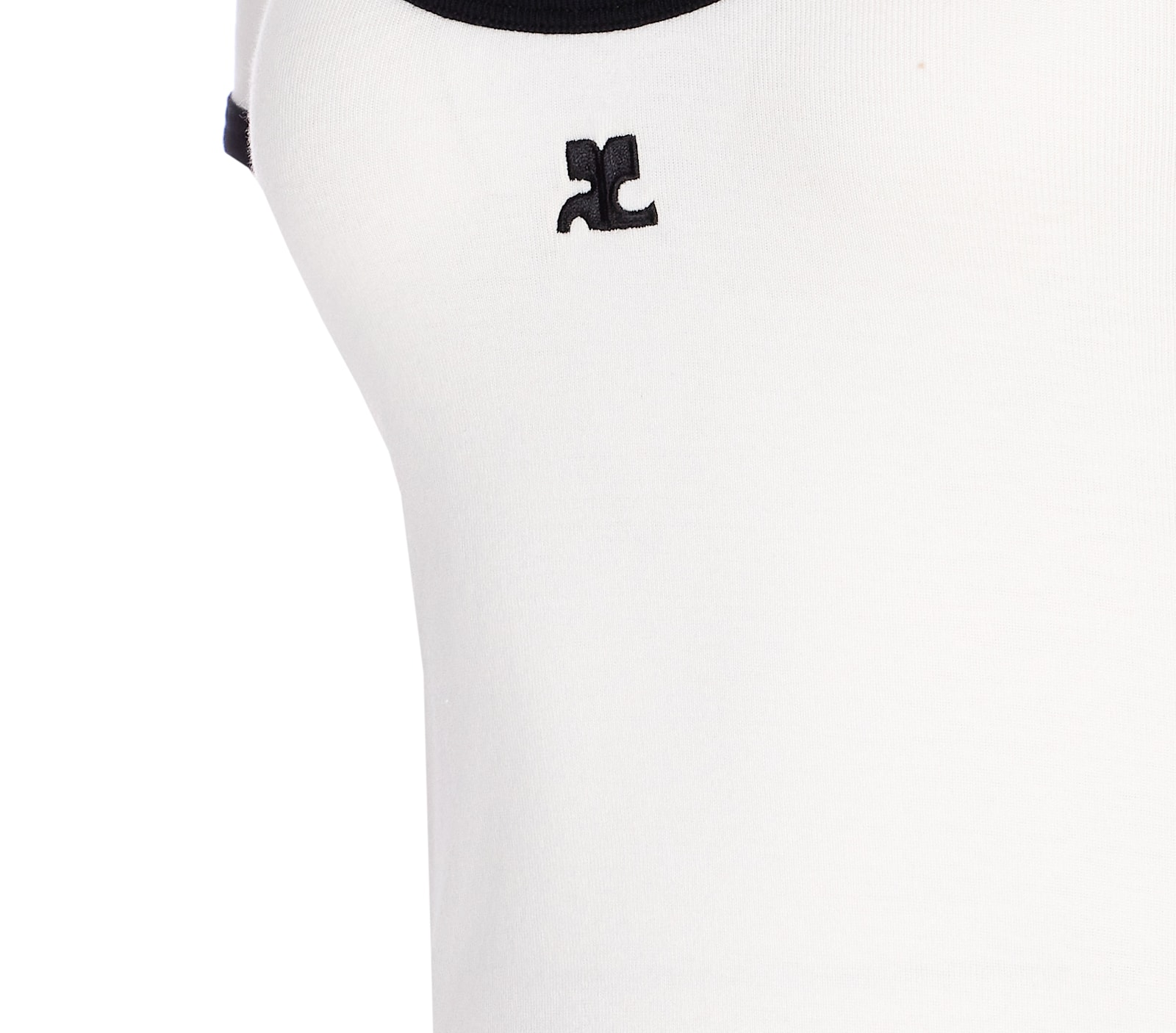 Courrèges Ribbed Cotton Mini Dress With Logo Embroidery In White