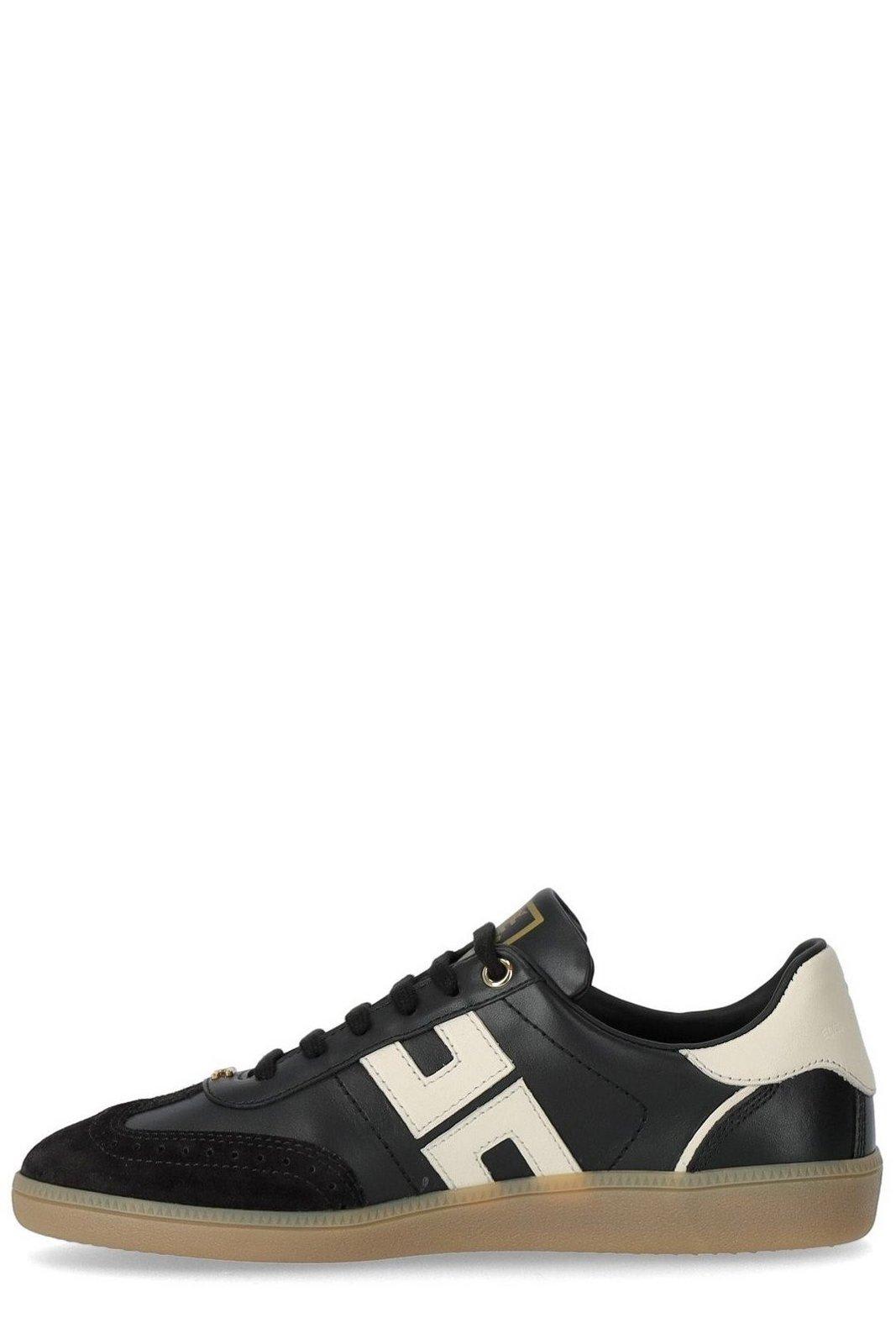 Shop Elisabetta Franchi Logo Patch Lace-up Sneakers In Nero