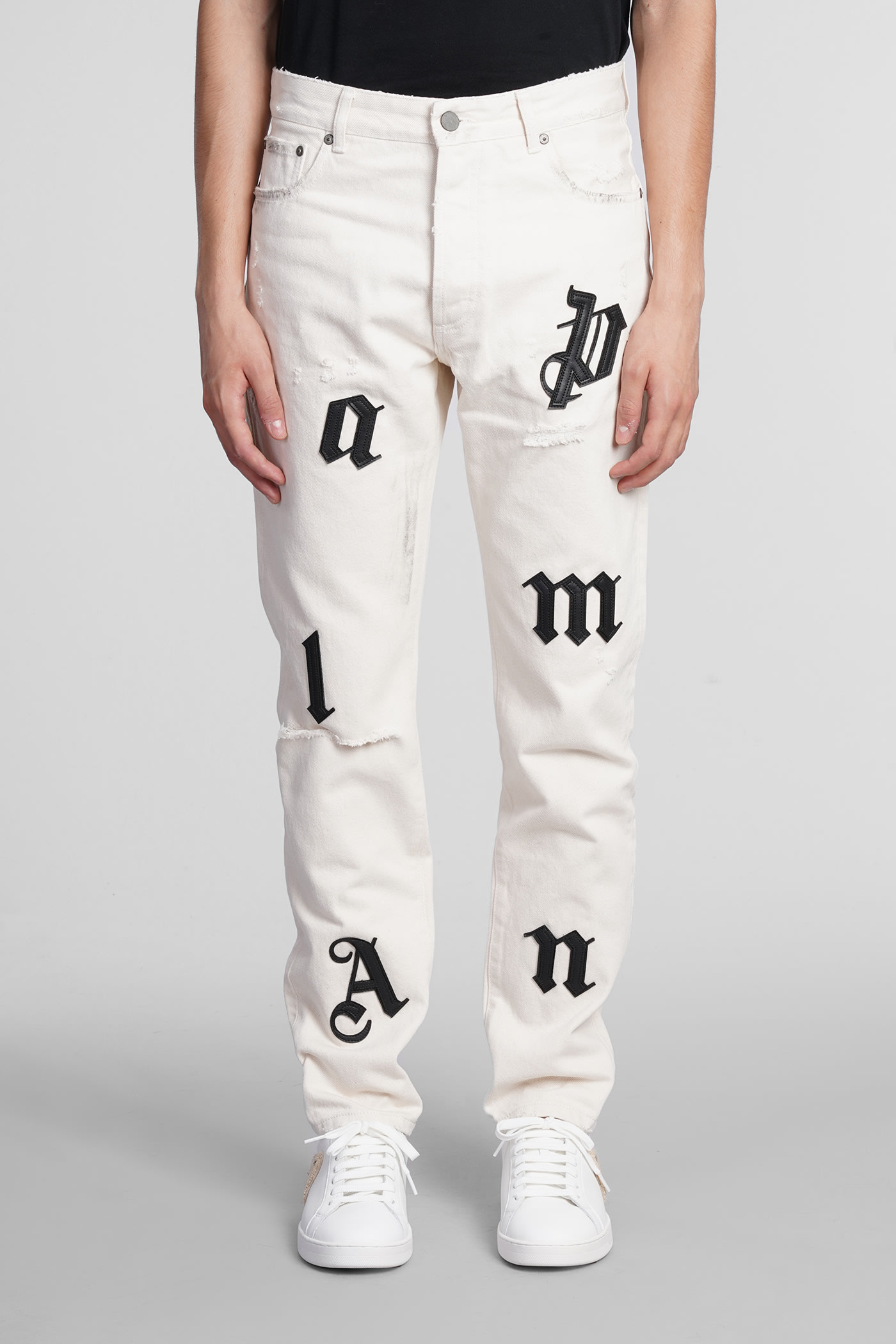 Palm Angels Jeans In White Denim