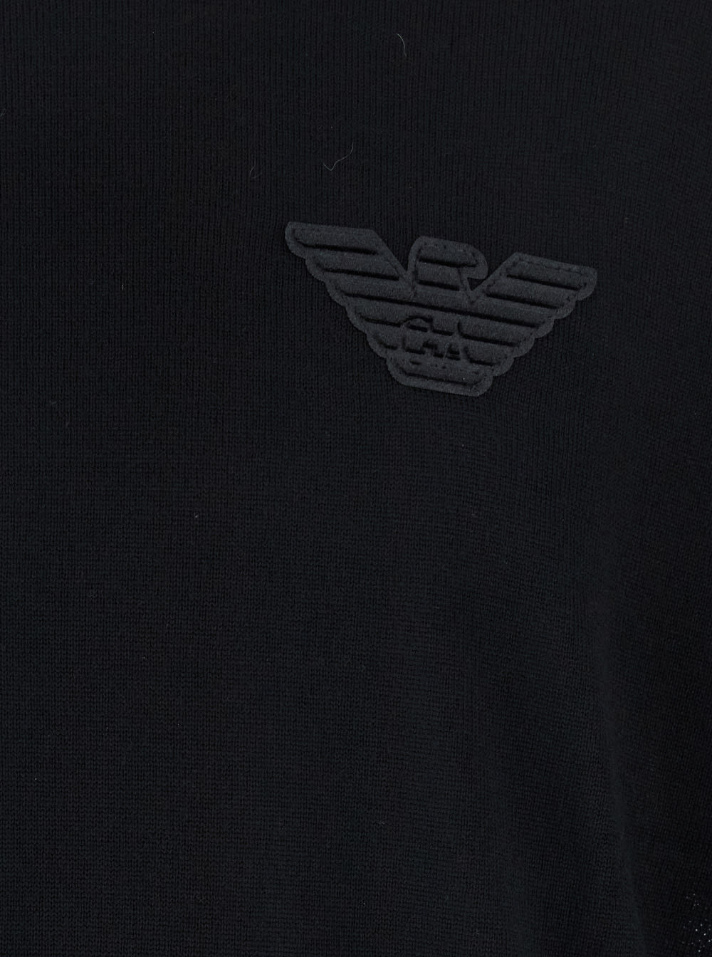 Emporio Armani Black Crewneck Sweater With Logo Embroidery On The Front In Wool Man In Black