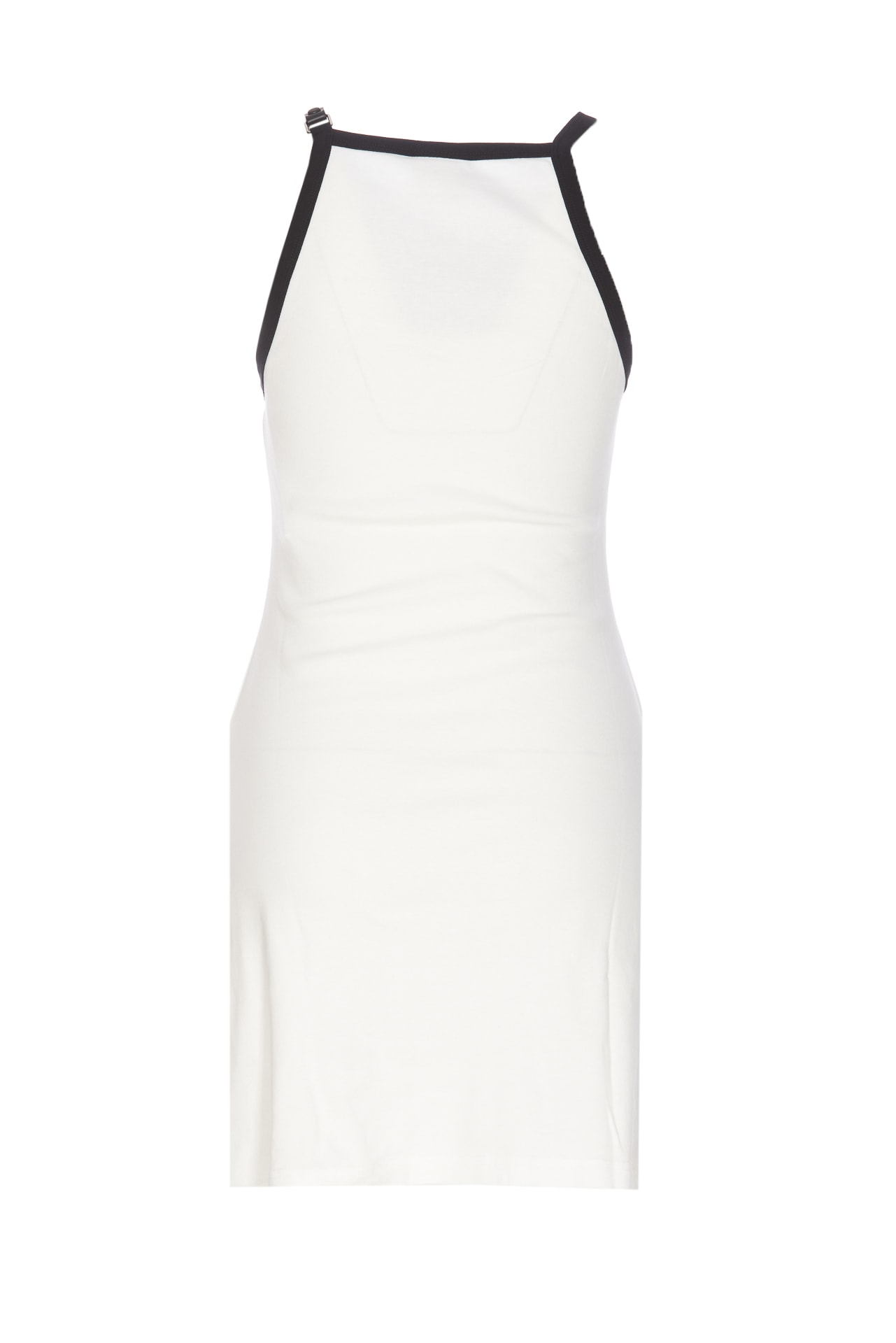 Shop Courrèges Contrasting Logo Dress In White