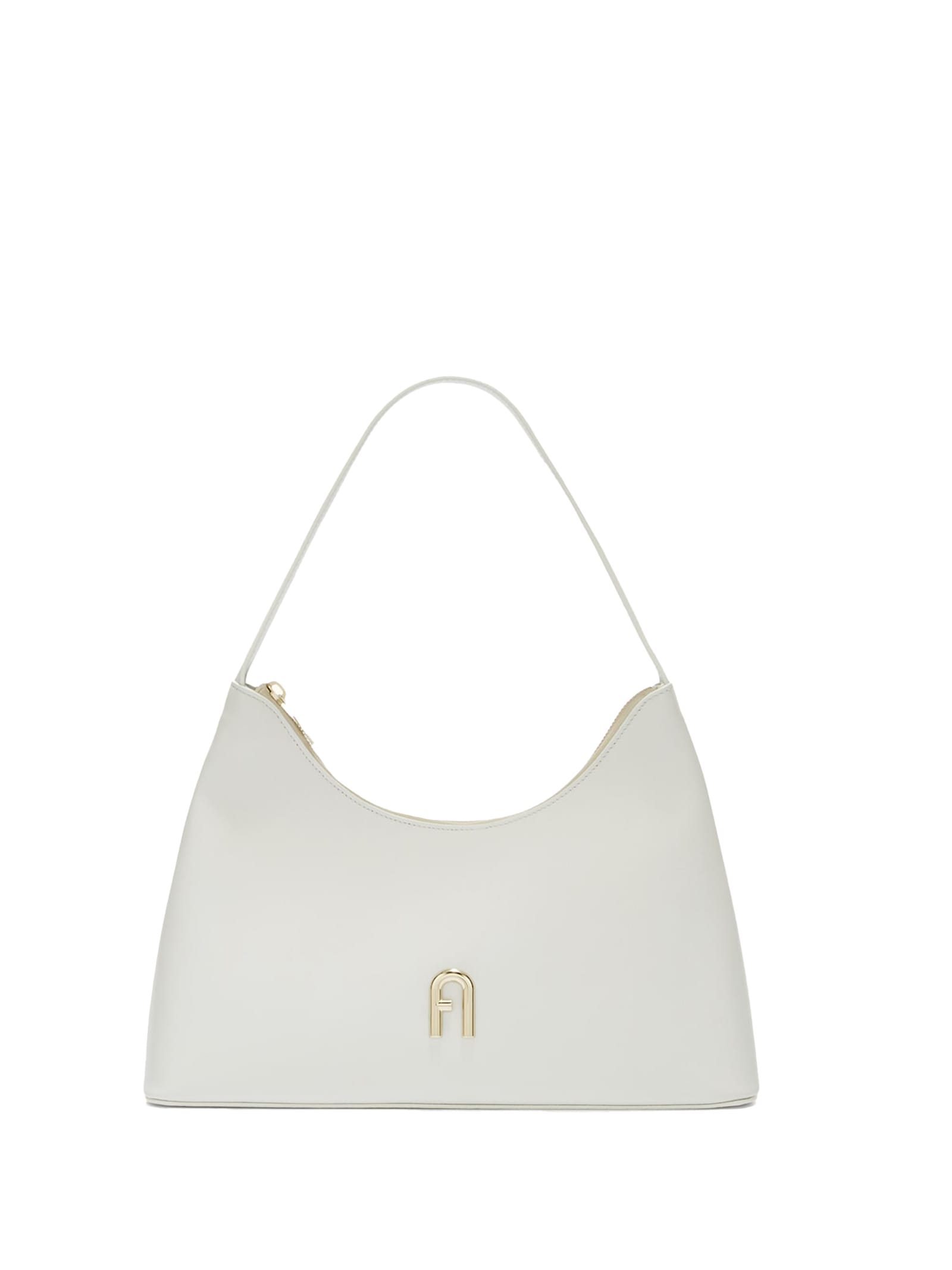 Shop Furla Diamante S Shoulder Bag In Leather In Marshmallow