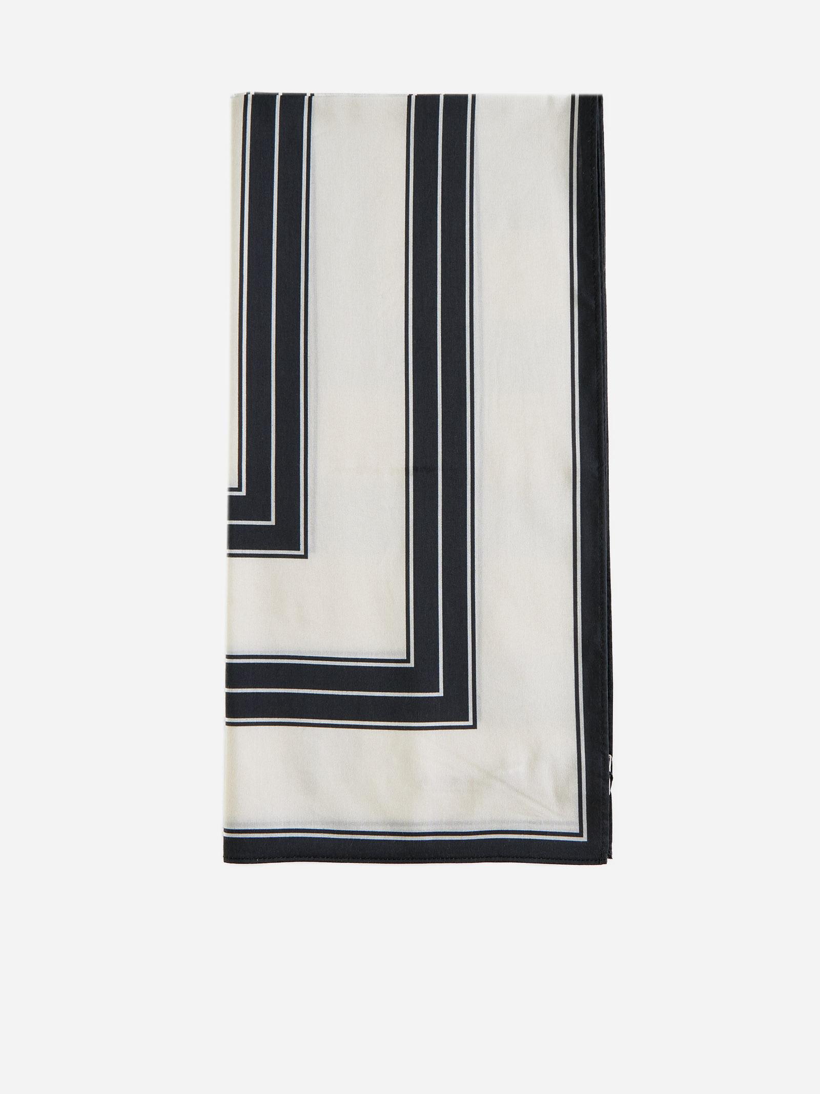 Totême Striped Cotton And Silk Scarf In Black