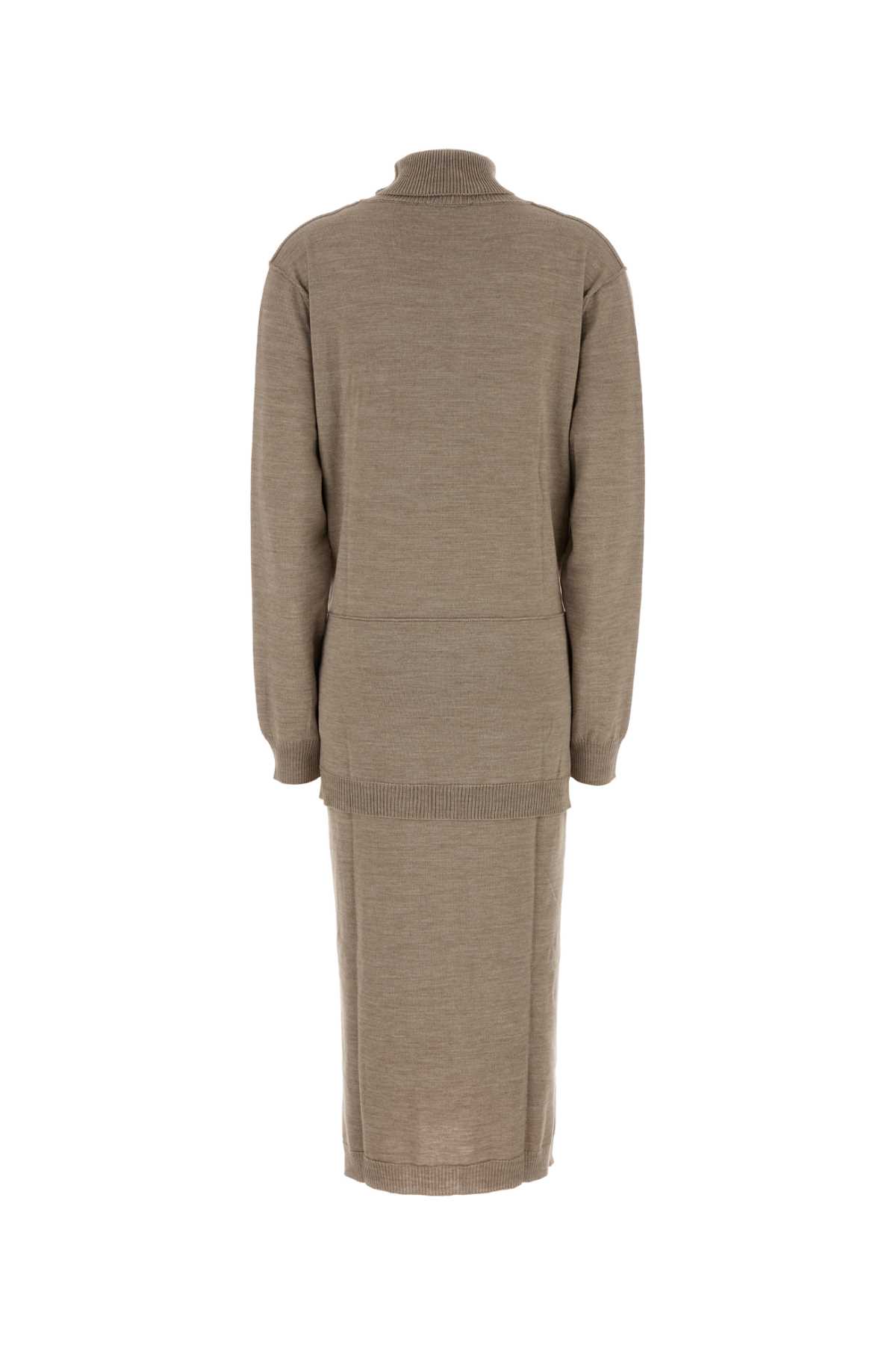 Lemaire Knit Midi Dress With Turtleneck And Belt In Brown