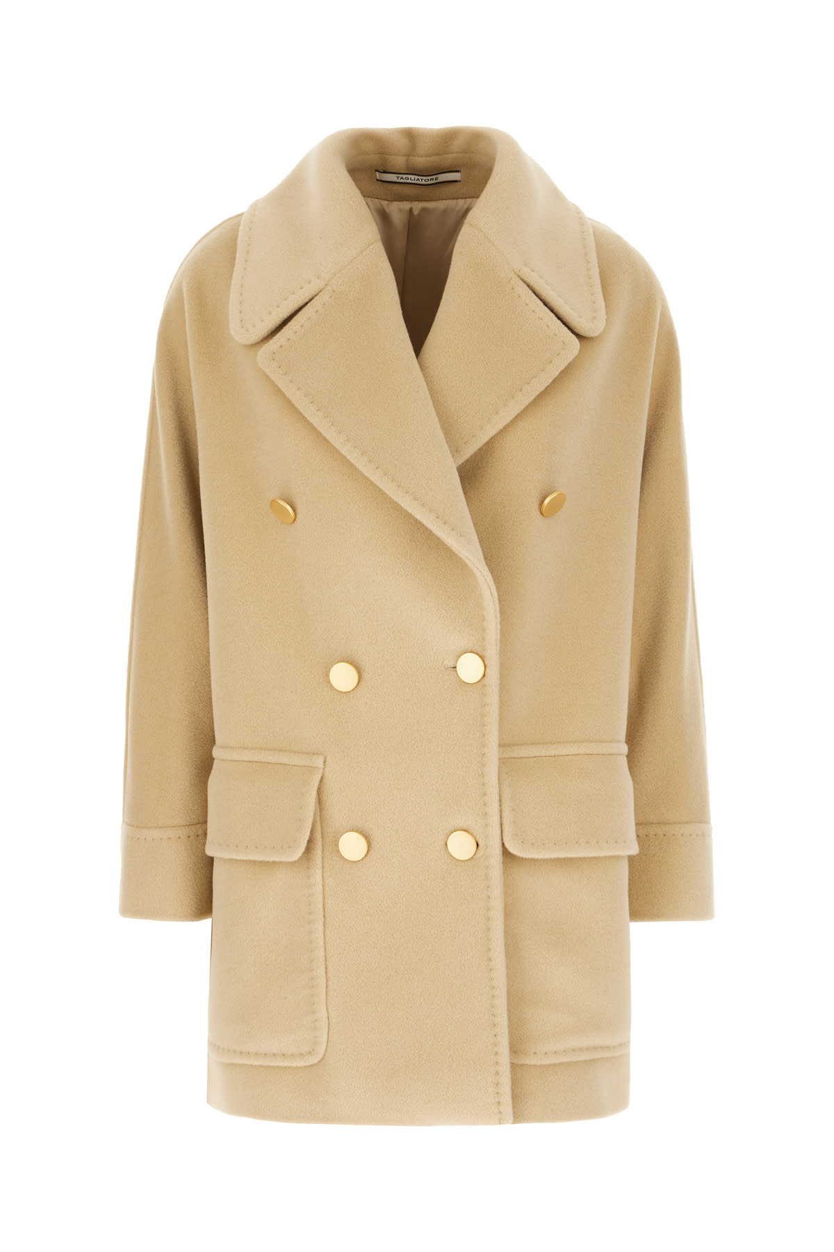 Tagliatore Beige Angora Blend Coat In Naturale