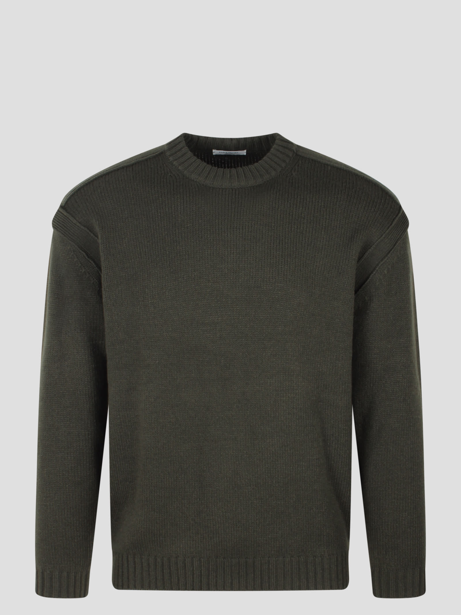 Shop Paolo Pecora Round Neck Sweater In Dark Green