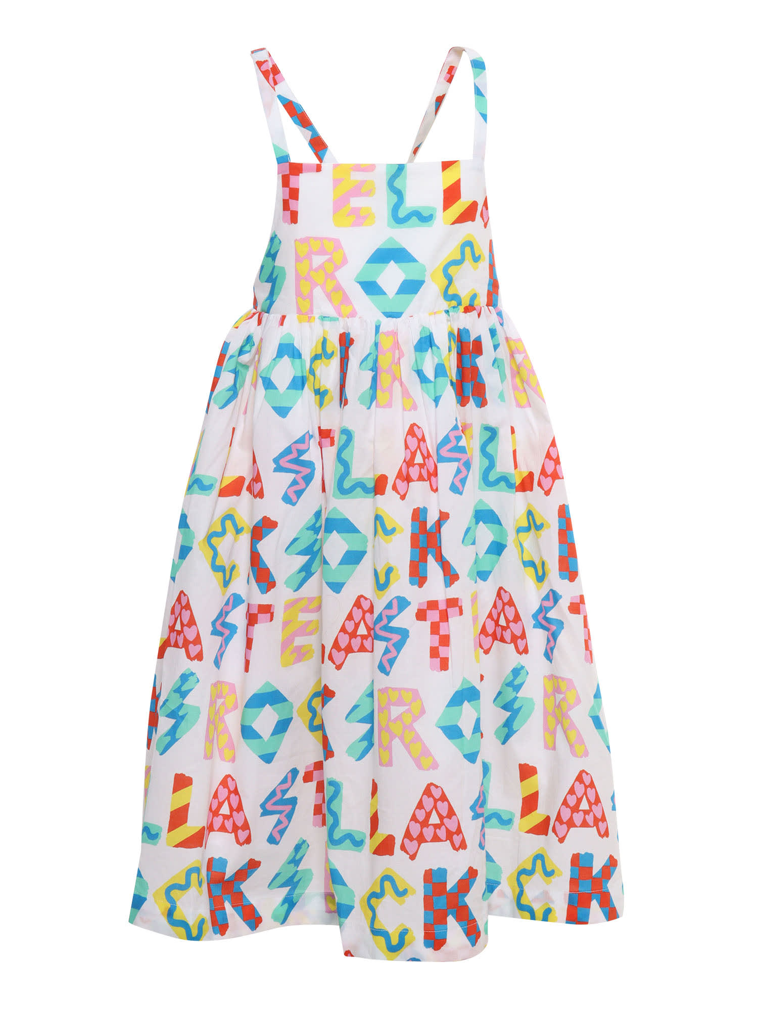Stella Mccartney Kids' Long Dress With Colorful Pattern In White