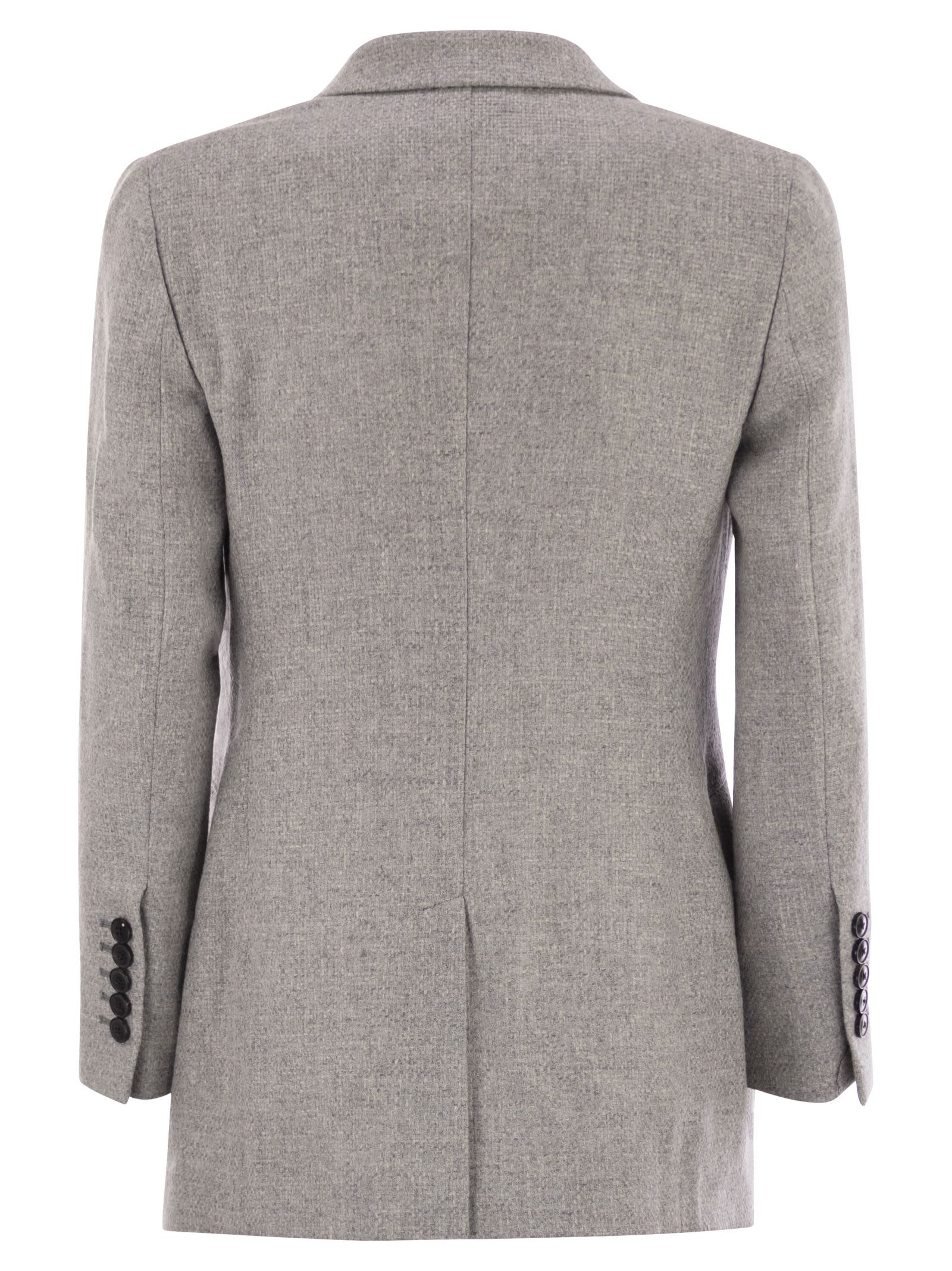 Saulina Milano Anita - Double-breasted Wool And Linen Blazer In Gray