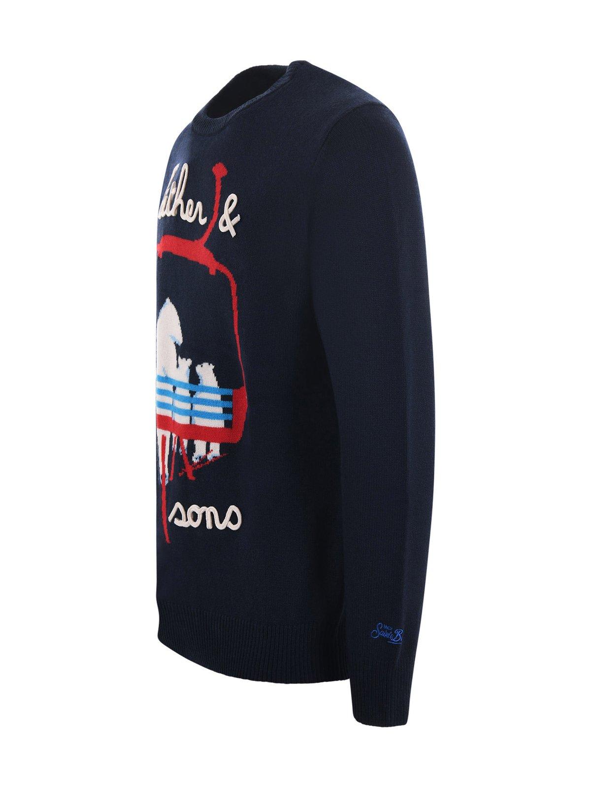 Mc2 Saint Barth Crewneck Long-sleeved Jumper In Blue