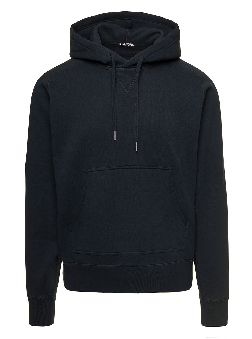 TOM FORD BLACK HOODIE WITH KANGAROO POCKET IN COTTON JERSEY MAN TOM FORD
